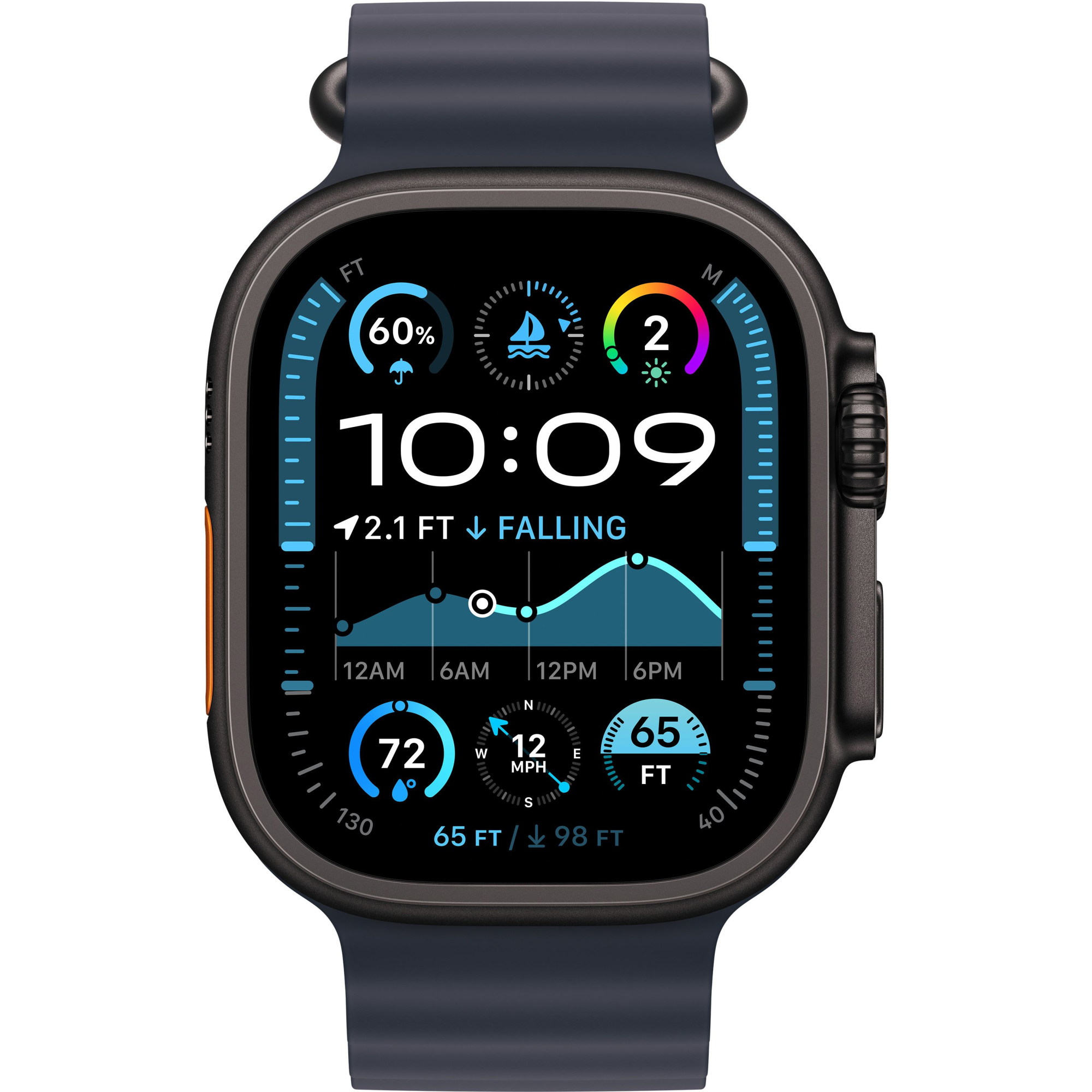 Apple Watch Ultra 2 49mm Black Titanium Case with Navy Ocean Band 2024