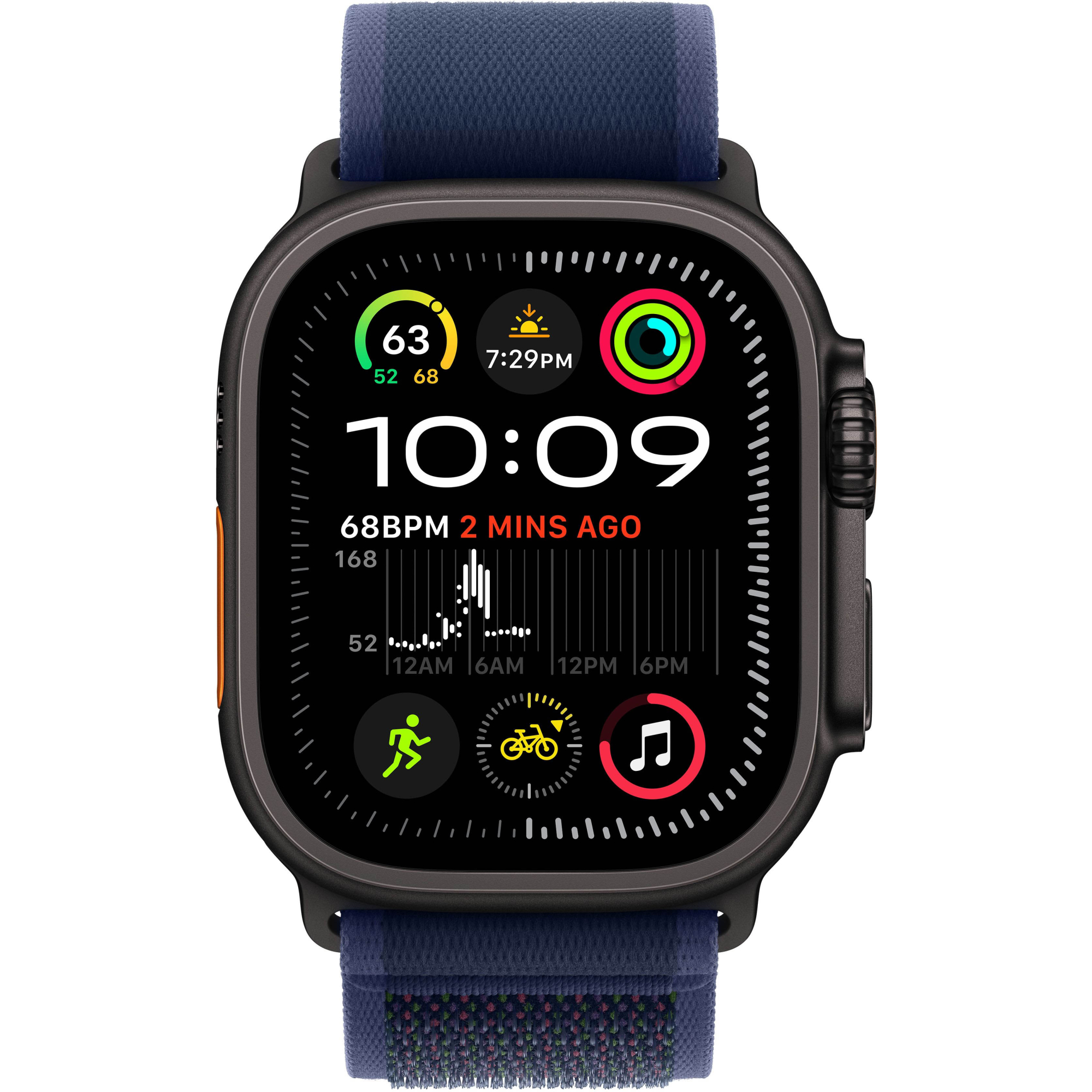Apple Watch Ultra 2 49mm Black Titanium Case with Blue Trail Loop S/M 2024