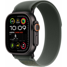 Apple Watch Ultra 2 49mm Black Titanium Case with Green Trail Loop S/M 2024