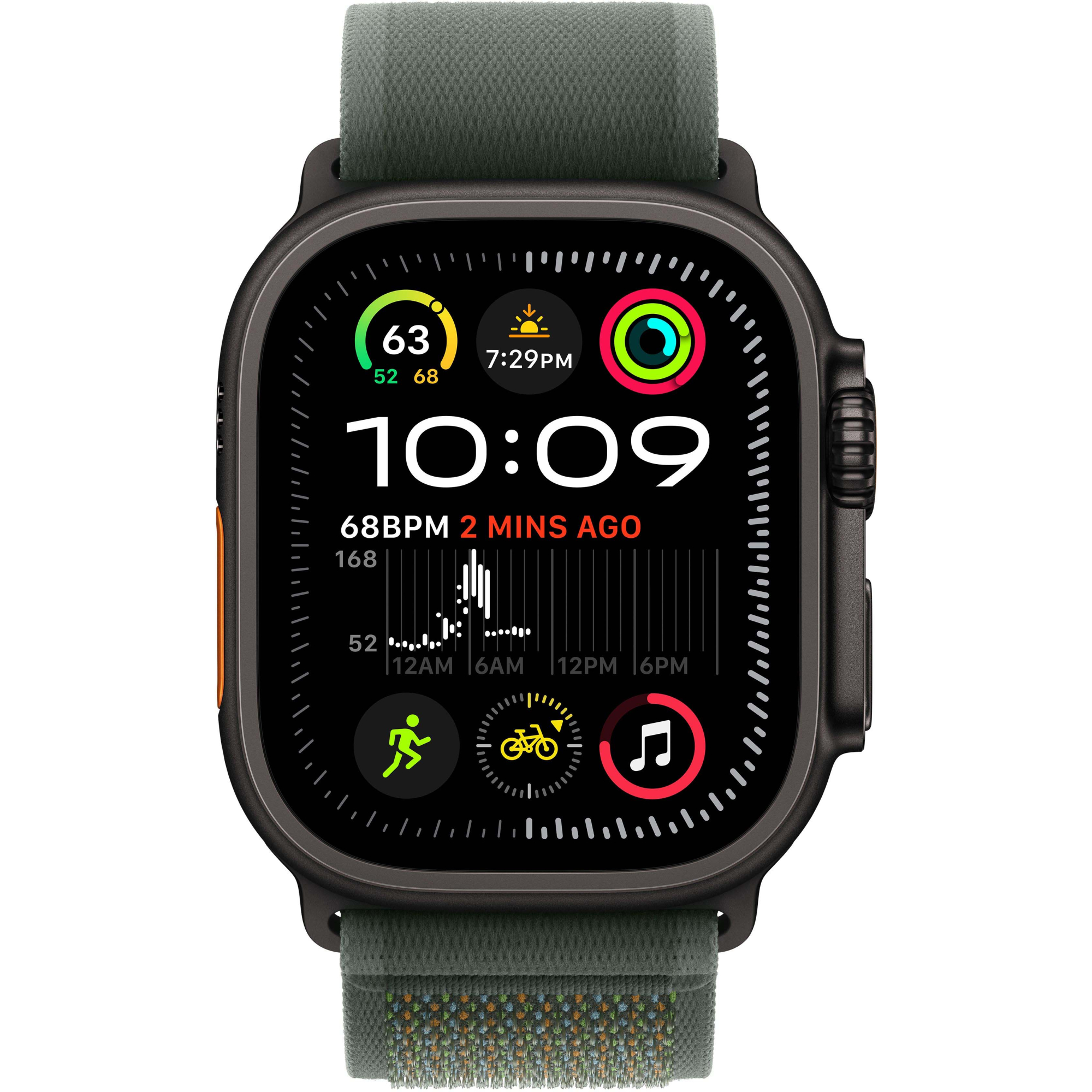 Apple Watch Ultra 2 49mm Black Titanium Case with Green Trail Loop M/L 2024