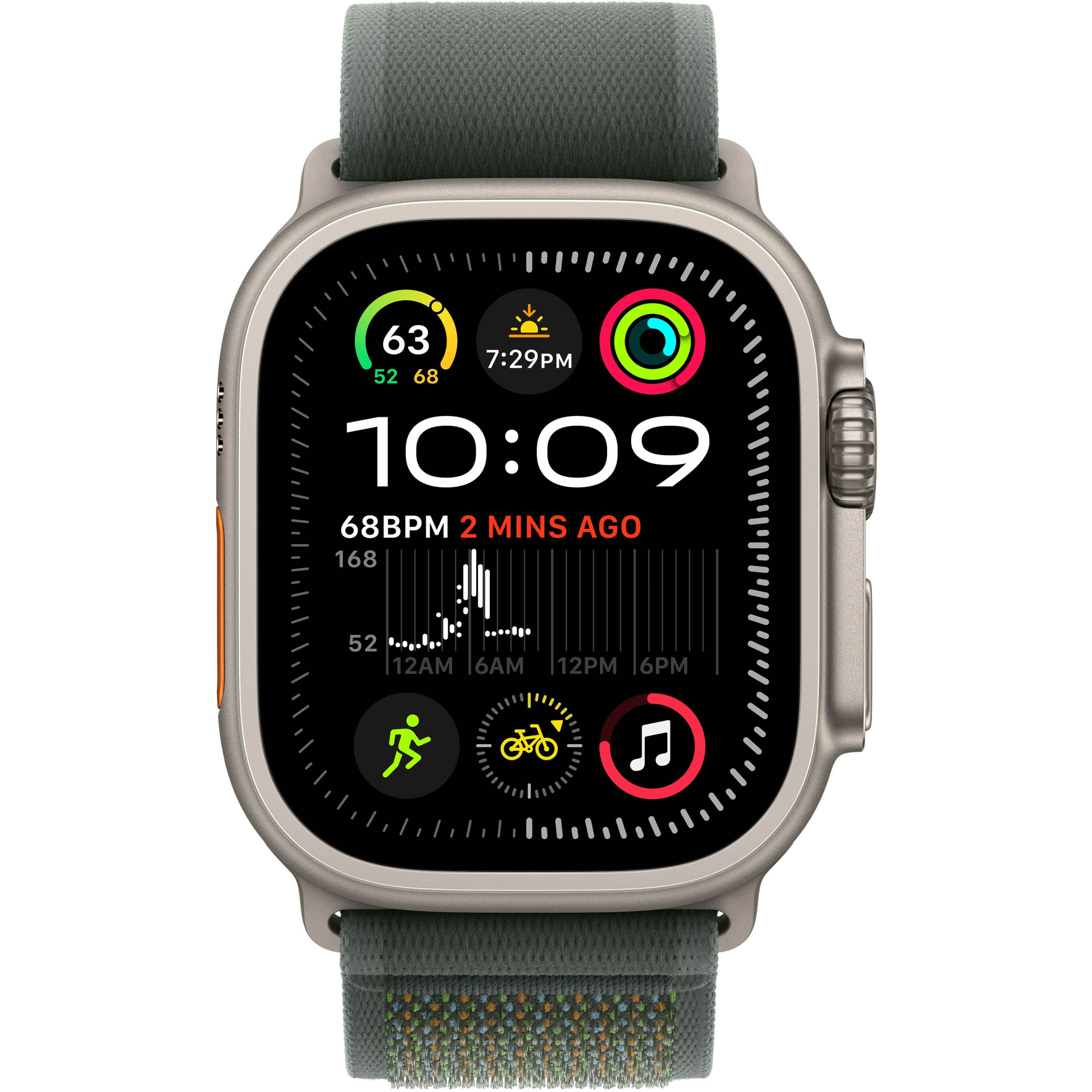 Apple Watch Ultra 2 49mm Natural Titanium Case with Green Trail Loop S/M 2024
