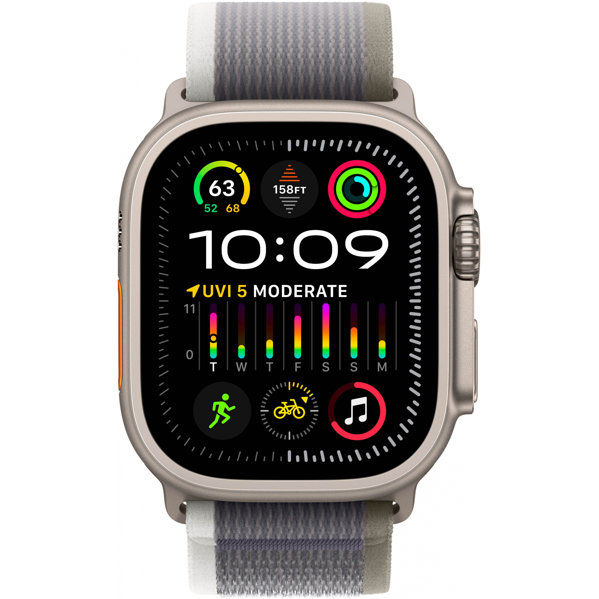 Apple Watch Ultra 2 49mm Titanium Case with Green/Gray Trail Loop (M/L)