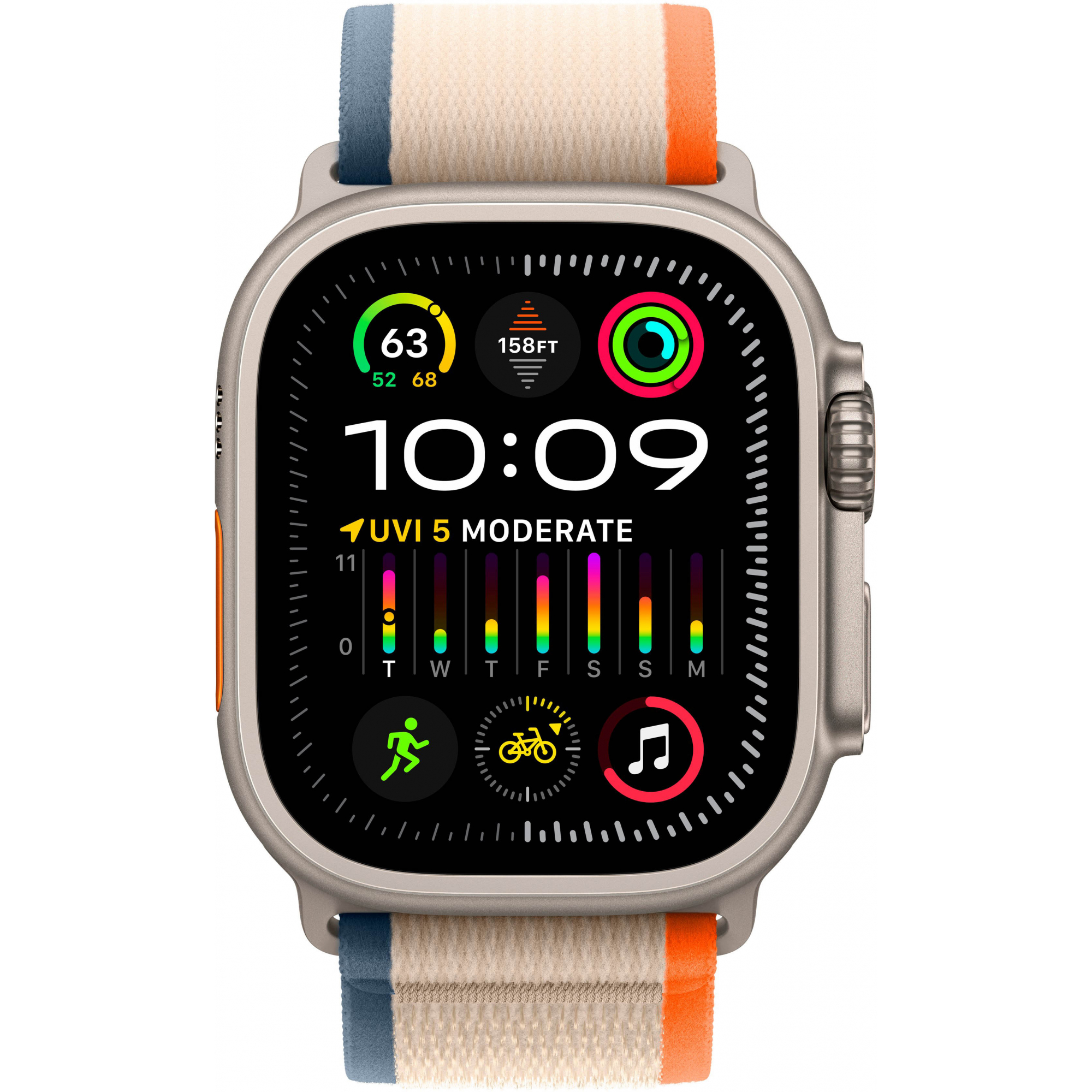 Apple Watch Ultra 2 49mm Titanium Case with Orange/Beige Trail Loop (M/L)