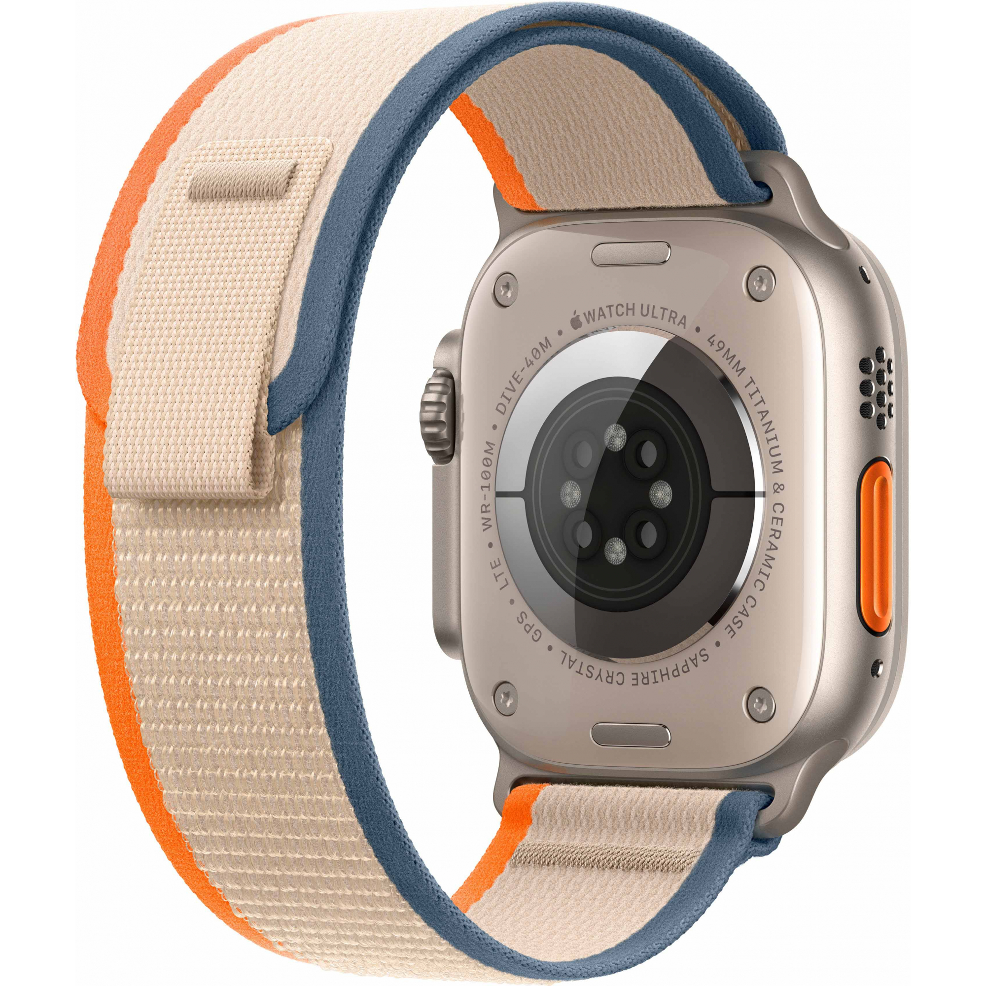 Apple Watch Ultra 2 49mm Titanium Case with Orange/Beige Trail Loop (M/L)