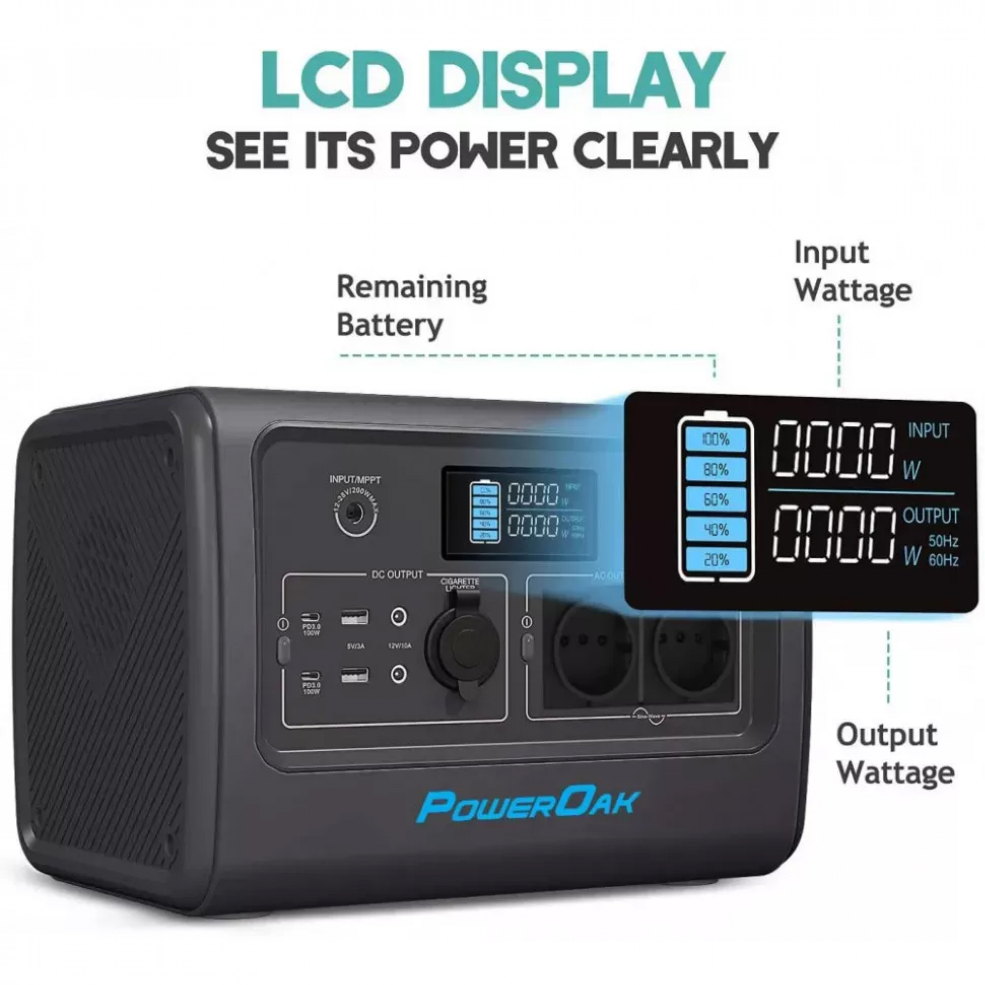 Зарядна станція BLUETTI PowerOak EB70 1000W (716 Вт·год)