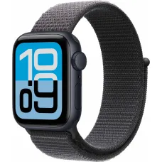 Apple Watch SE 3 GPS, 44mm Midnight Aluminum Case with Dark Gray Sport Loop