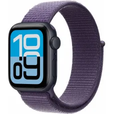 Apple Watch SE 3 GPS, 44mm Midnight Aluminum Case with Purple Fog Sport Loop