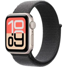 Apple Watch SE 3 GPS, 44mm Starlight Aluminum Case with Dark Gray Sport Loop