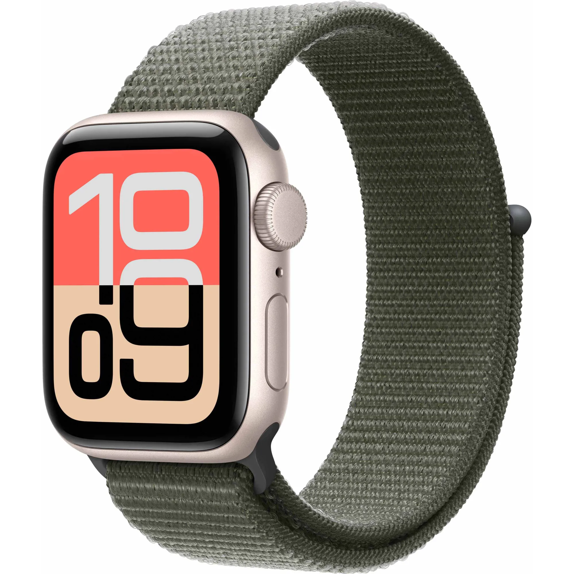 Apple Watch SE 3 GPS, 40mm Starlight Aluminum Case with Forest Sport Loop