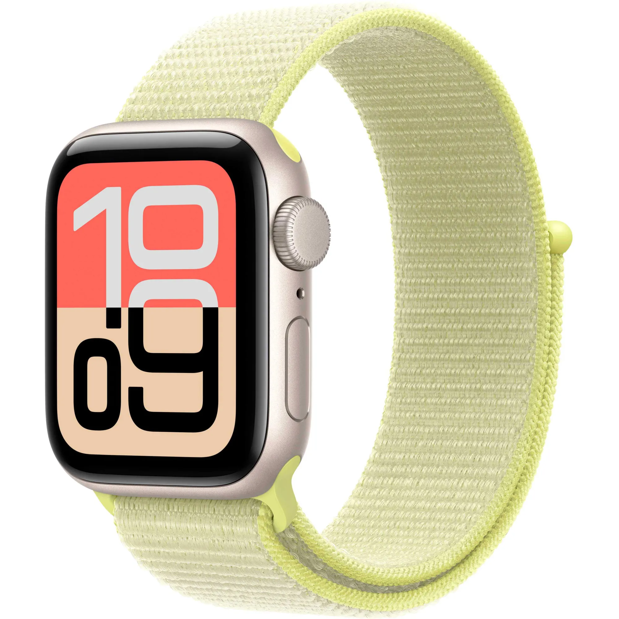 Apple Watch SE 3 GPS, 44mm Starlight Aluminum Case with Neon Yellow Sport Loop