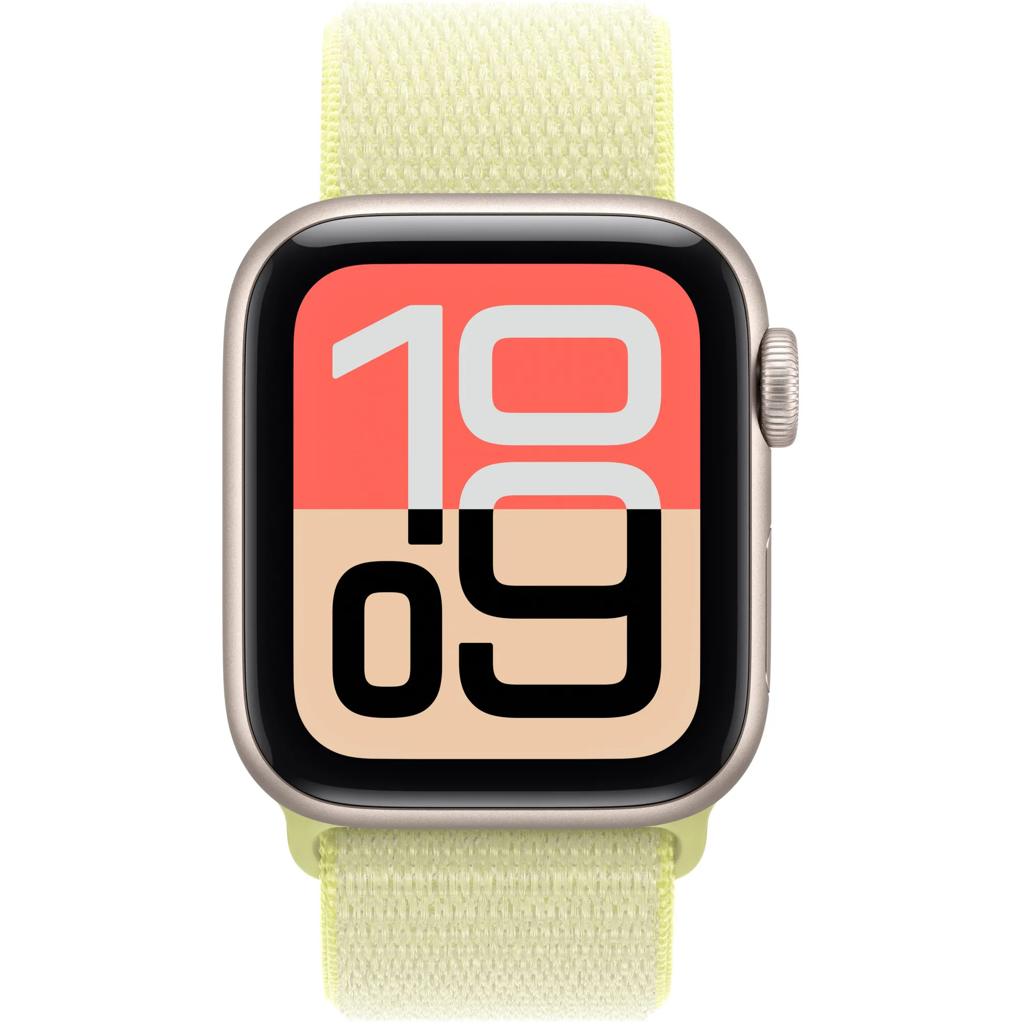 Apple Watch SE 3 GPS, 44mm Starlight Aluminum Case with Neon Yellow Sport Loop