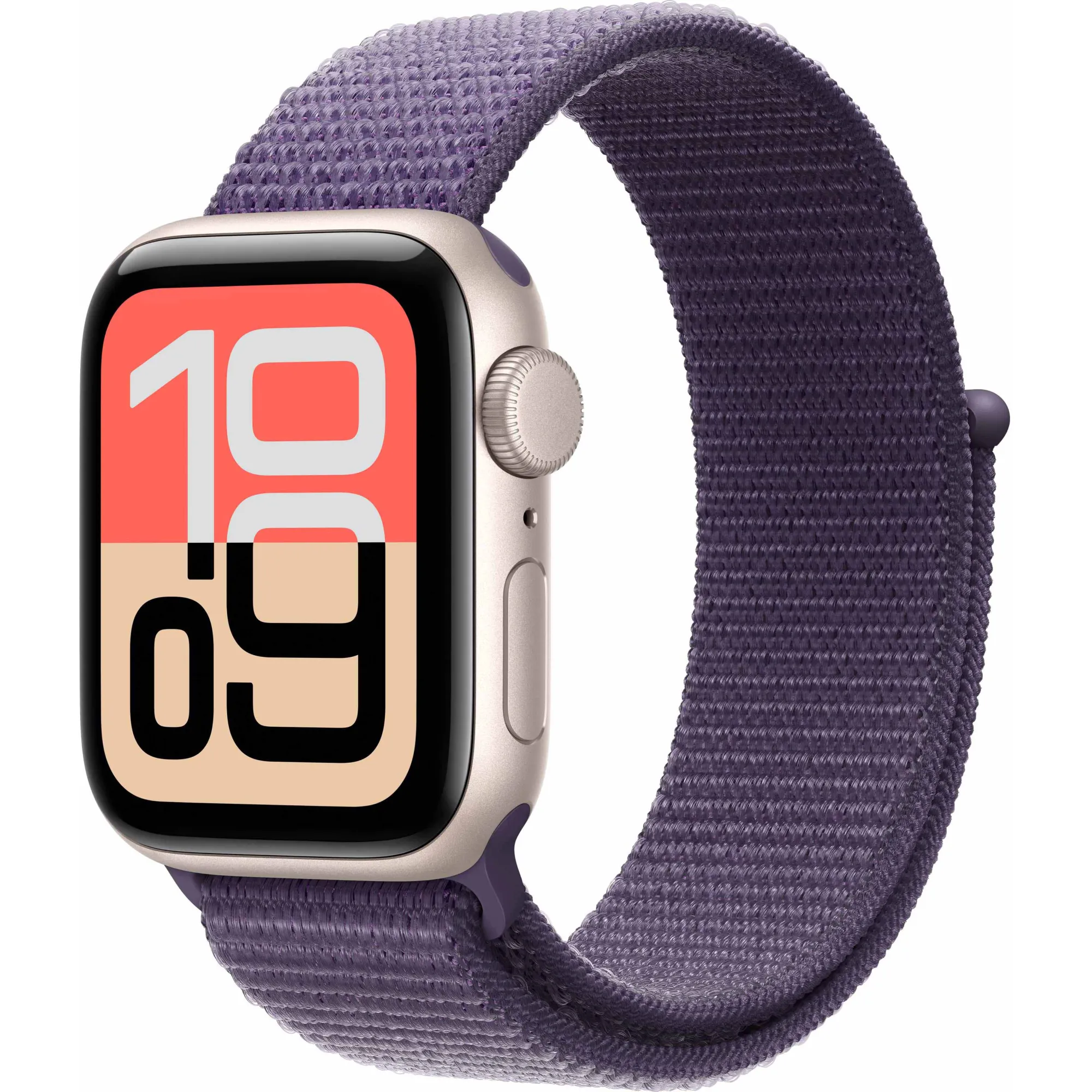 Apple Watch SE 3 GPS, 44mm Starlight Aluminum Case with Purple Fog Sport Loop
