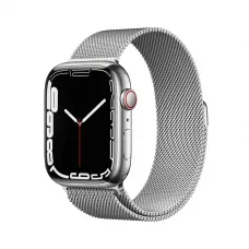 Apple Watch Series 7 GPS + LTE 45mm Silver Stainless Steel Case with Silver Milanese Loop