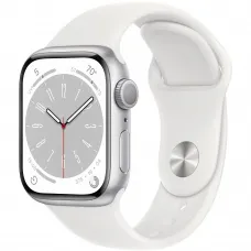 Apple Watch Series 8 41mm Silver Aluminum Case with White Sport Band