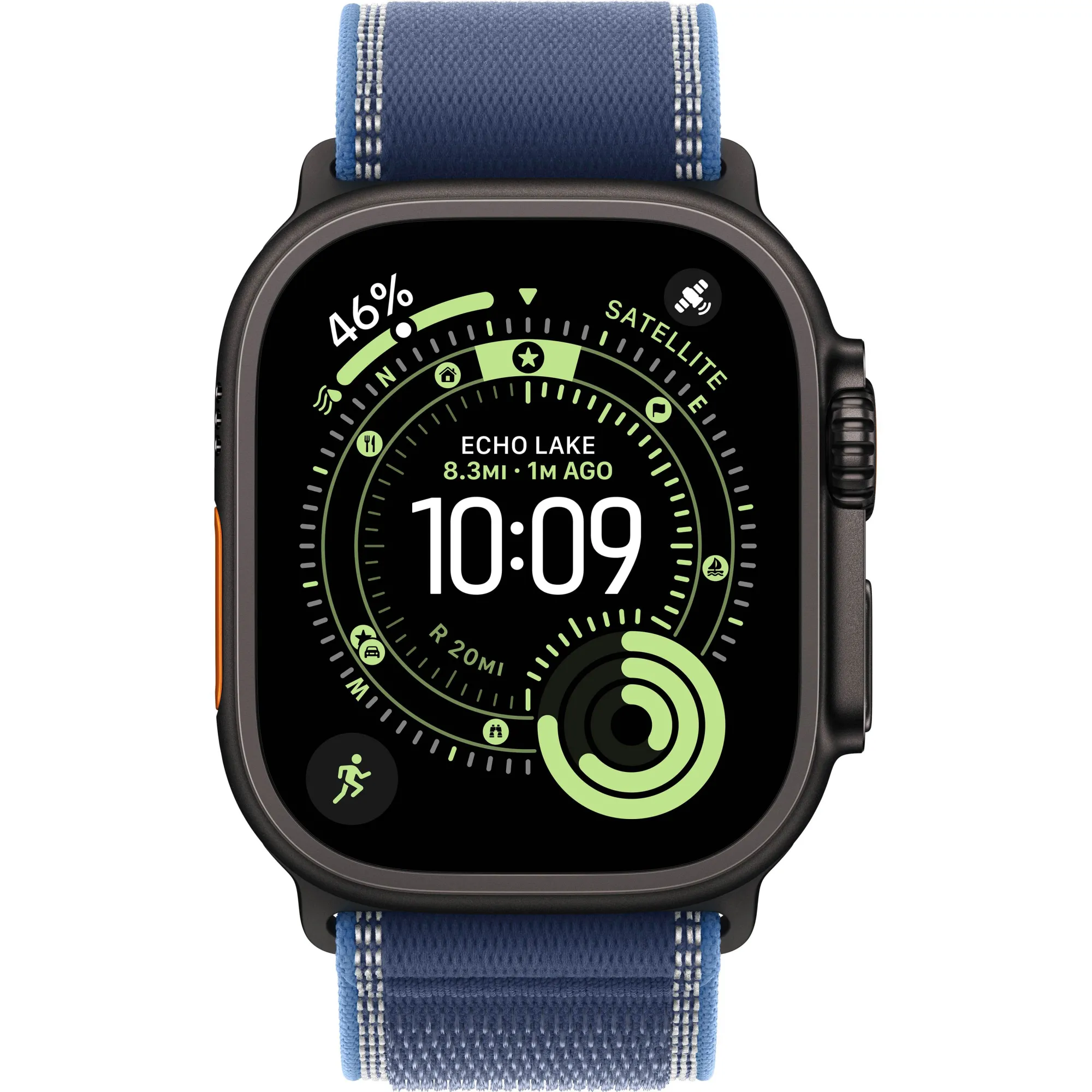 Apple Watch Ultra 3 GPS + Cellular, 49mm Black Titanium Case with Blue/Bright Blue Trail Loop - M/L