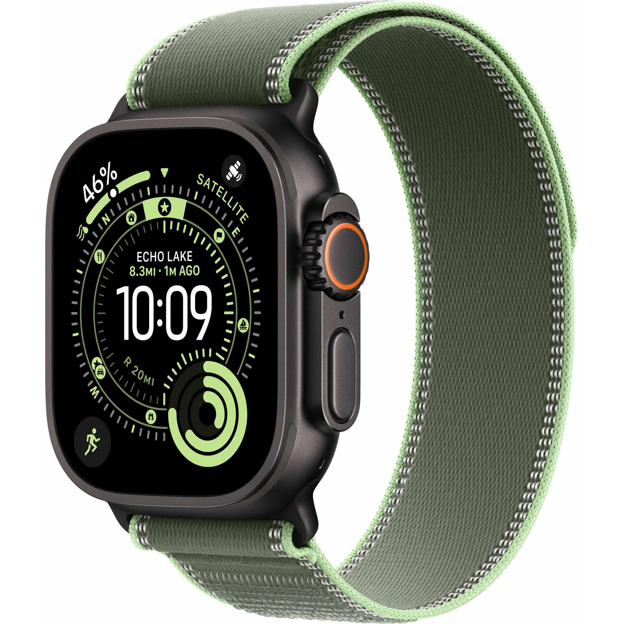 Apple Watch Ultra 3 GPS + Cellular, 49mm Black Titanium Case with Green/Neon Trail Loop - M/L
