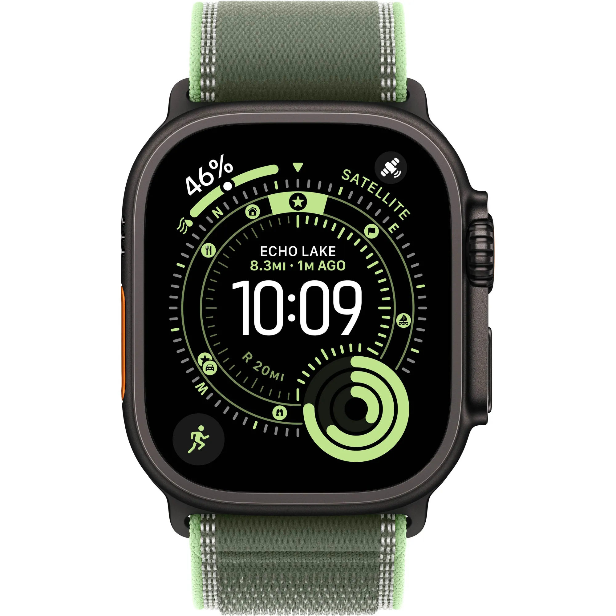 Apple Watch Ultra 3 GPS + Cellular, 49mm Black Titanium Case with Green/Neon Trail Loop - M/L