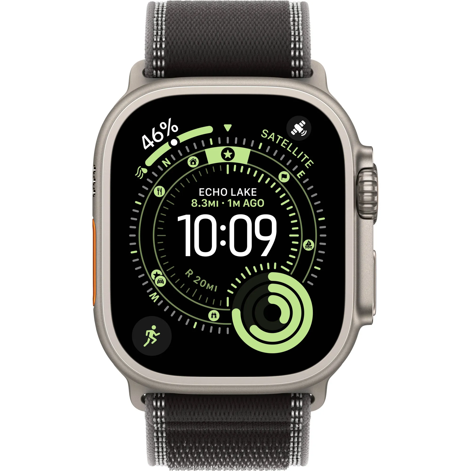 Apple Watch Ultra 3 GPS + Cellular, 49mm Natural Titanium Case with Black/Charcoal Trail Loop - M/L
