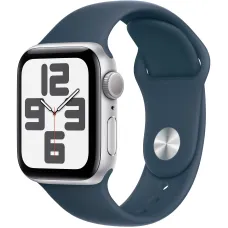 Apple Watch SE 2 2023 40mm GPS Silver Aluminum Case with Storm Blue Sport Band - M/L