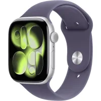 Apple Watch Series 11 GPS, 42mm Silver Aluminum Case with Purple Fog Sport Band - S/M