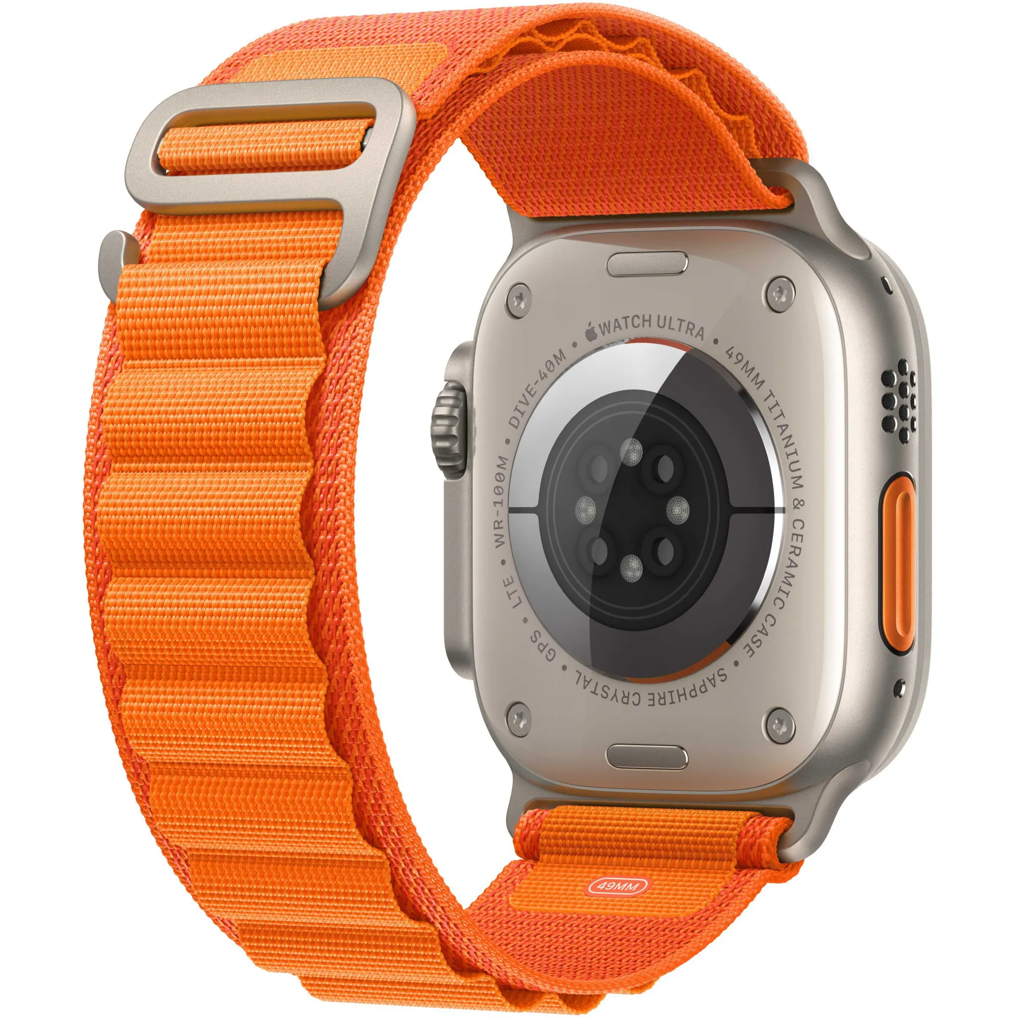 Apple Watch Ultra 49mm Titanium Case with Orange Alpine Loop Large