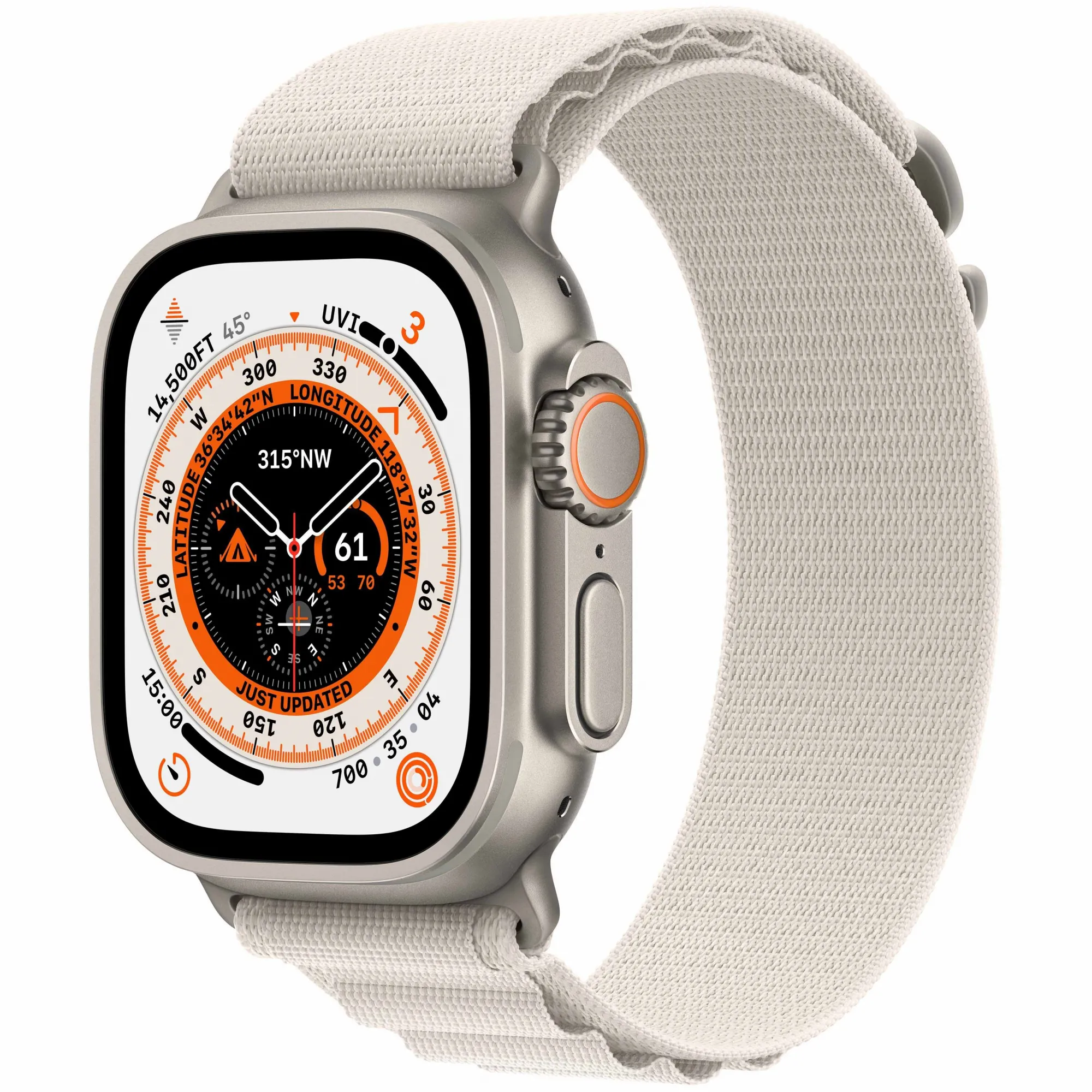 Apple Watch Ultra 49mm Titanium Case with Starlight Alpine Loop Large