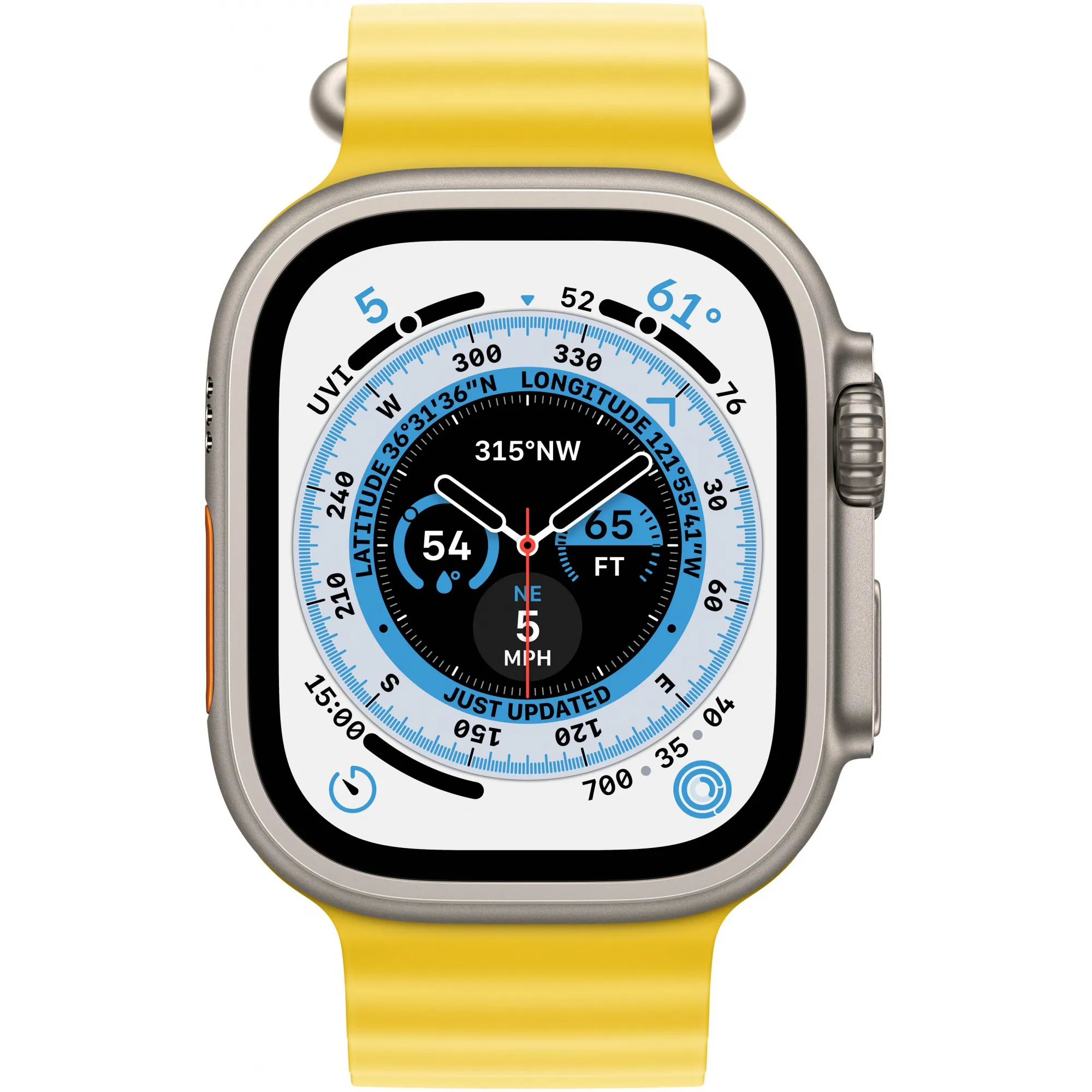 Apple Watch Ultra 49mm Titanium Case with Yellow Ocean Band