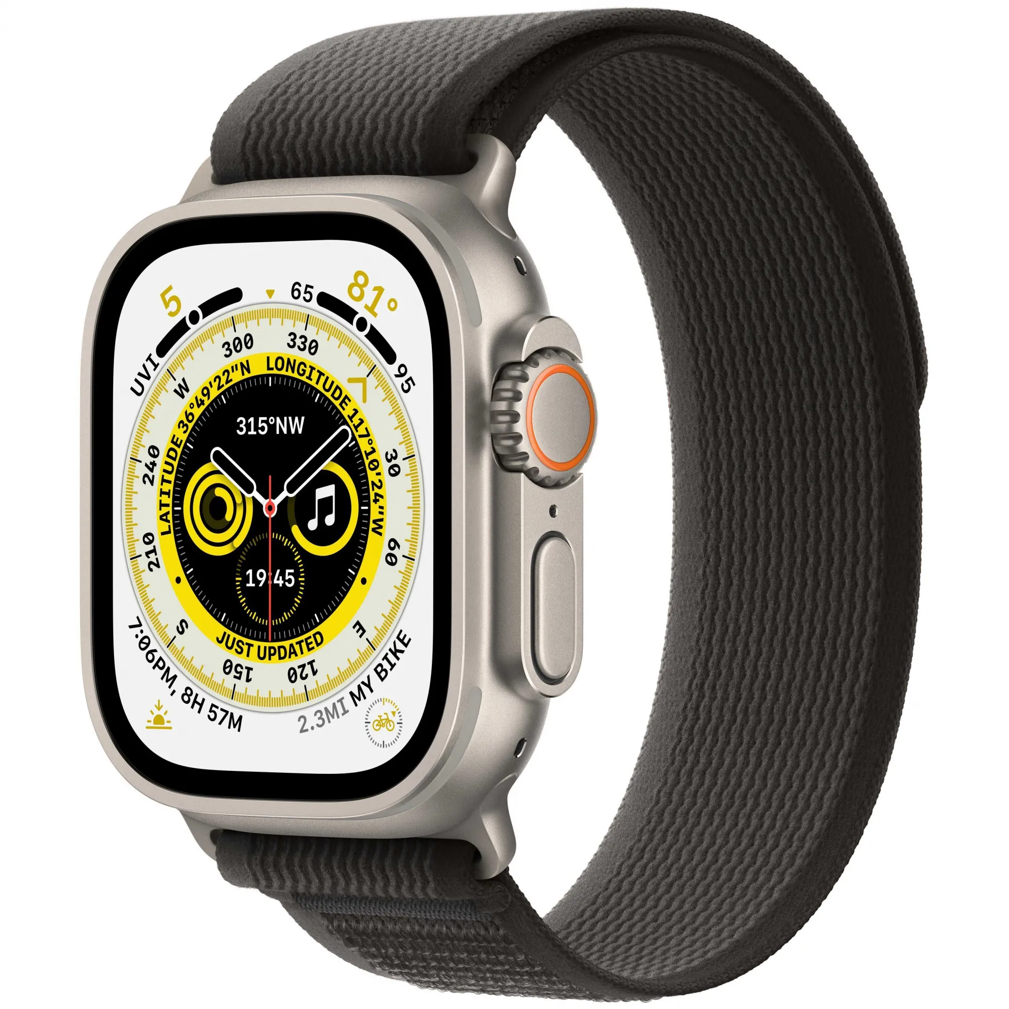 Apple Watch Ultra 49mm Titanium Case with Black/Gray Trail Loop S/M