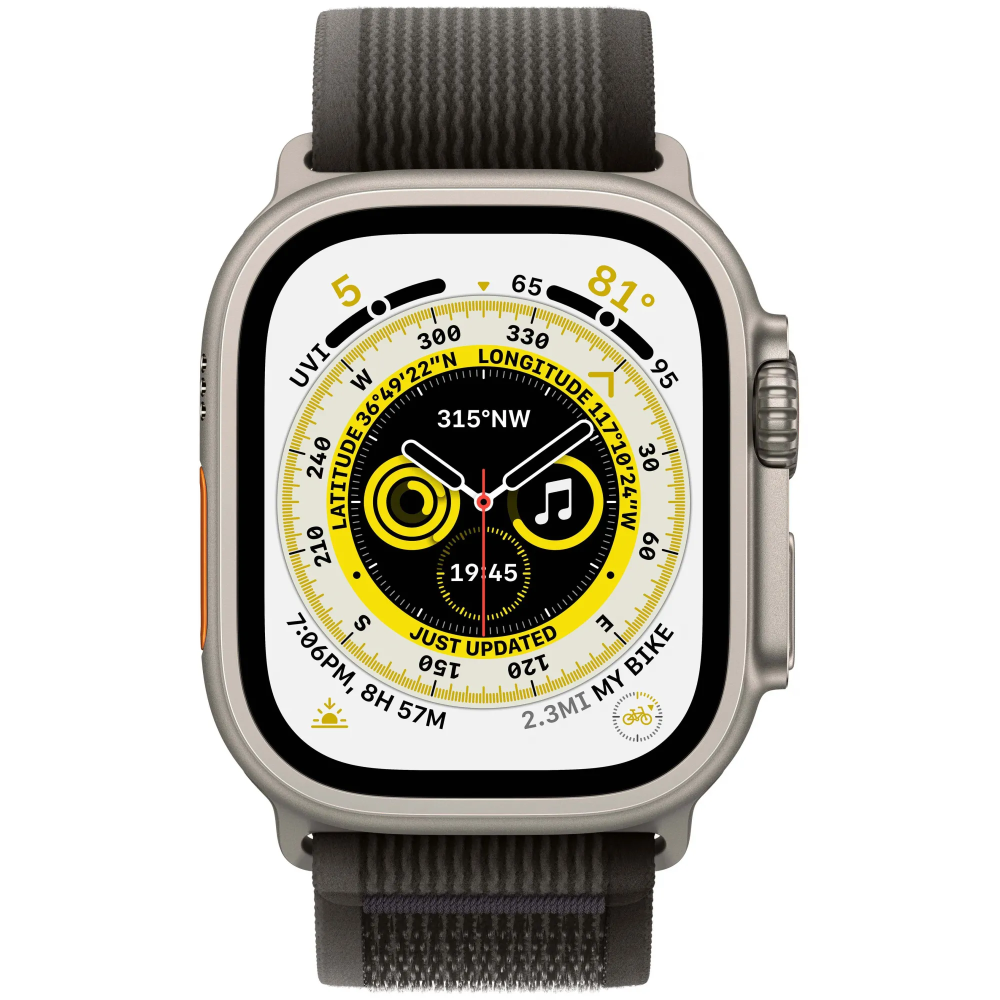 Apple Watch Ultra 49mm Titanium Case with Black/Gray Trail Loop S/M