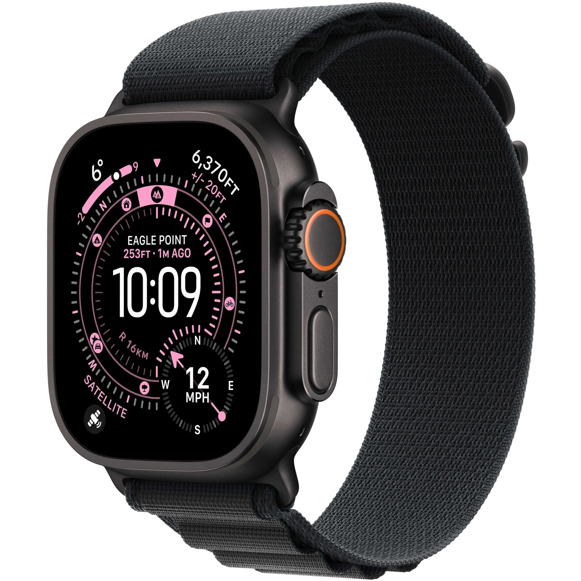 Apple Watch Ultra 3 GPS + Cellular, 49mm Black Titanium Case with Black Alpine Loop - Medium