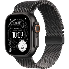 Apple Watch Ultra 3 GPS + Cellular, 49mm Black Titanium Case with Black Titanium Milanese Loop - Small