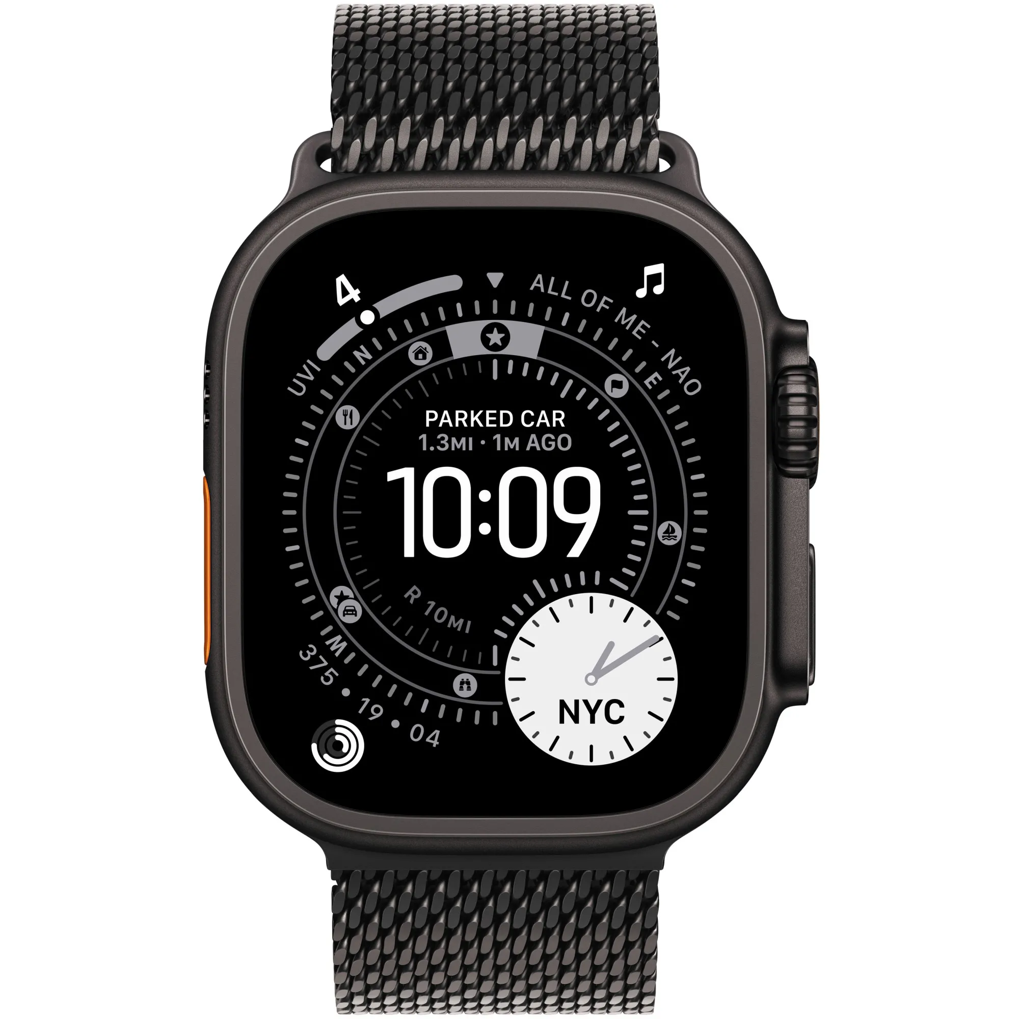 Apple Watch Ultra 3 GPS + Cellular, 49mm Black Titanium Case with Black Titanium Milanese Loop - Large