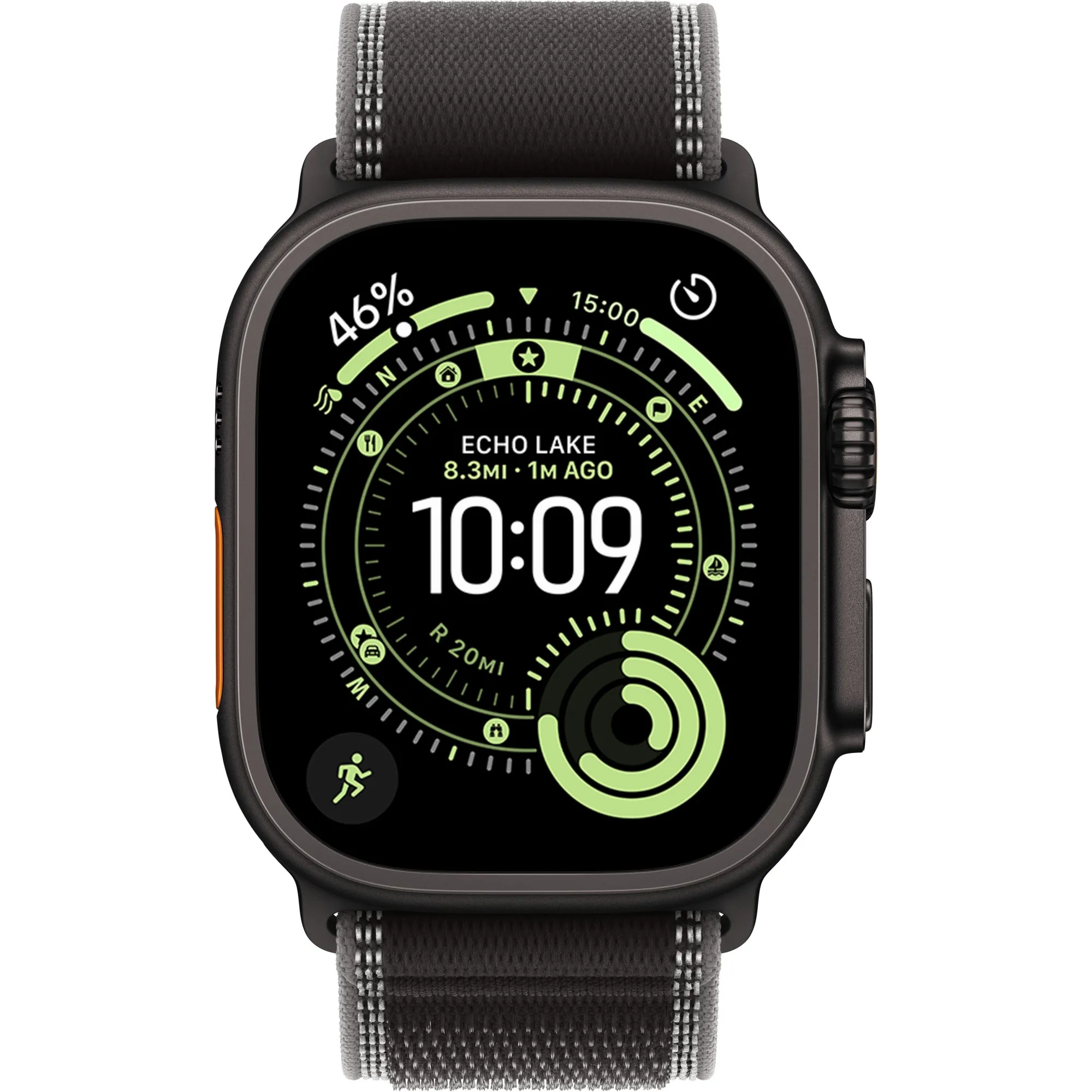 Apple Watch Ultra 3 GPS + Cellular, 49mm Black Titanium Case with Black/Charcoal Trail Loop - M/L