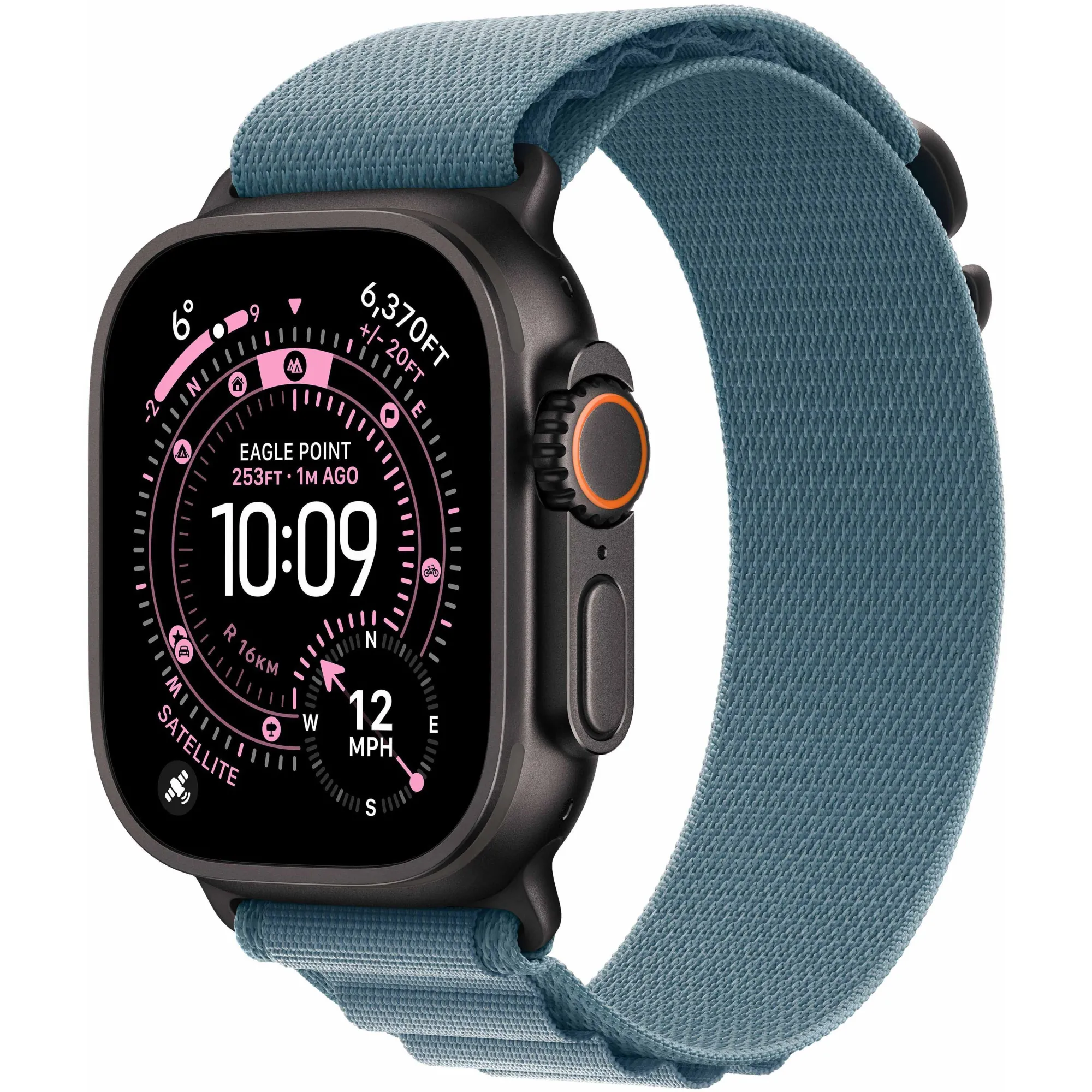 Apple Watch Ultra 3 GPS + Cellular, 49mm Black Titanium Case with Light Blue Alpine Loop - Small