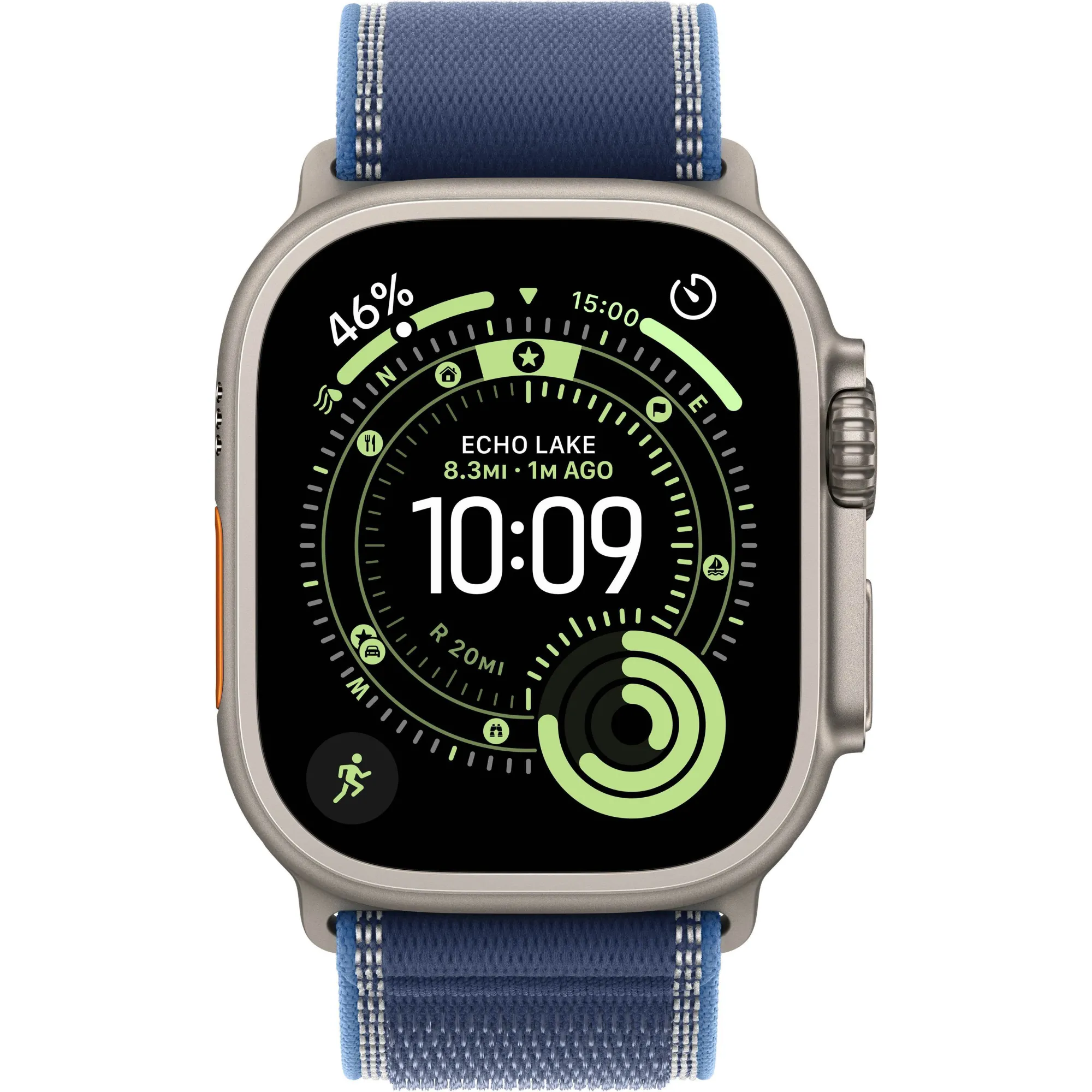 Apple Watch Ultra 3 GPS + Cellular, 49mm Natural Titanium Case with Blue/Bright Blue Trail Loop - S/M