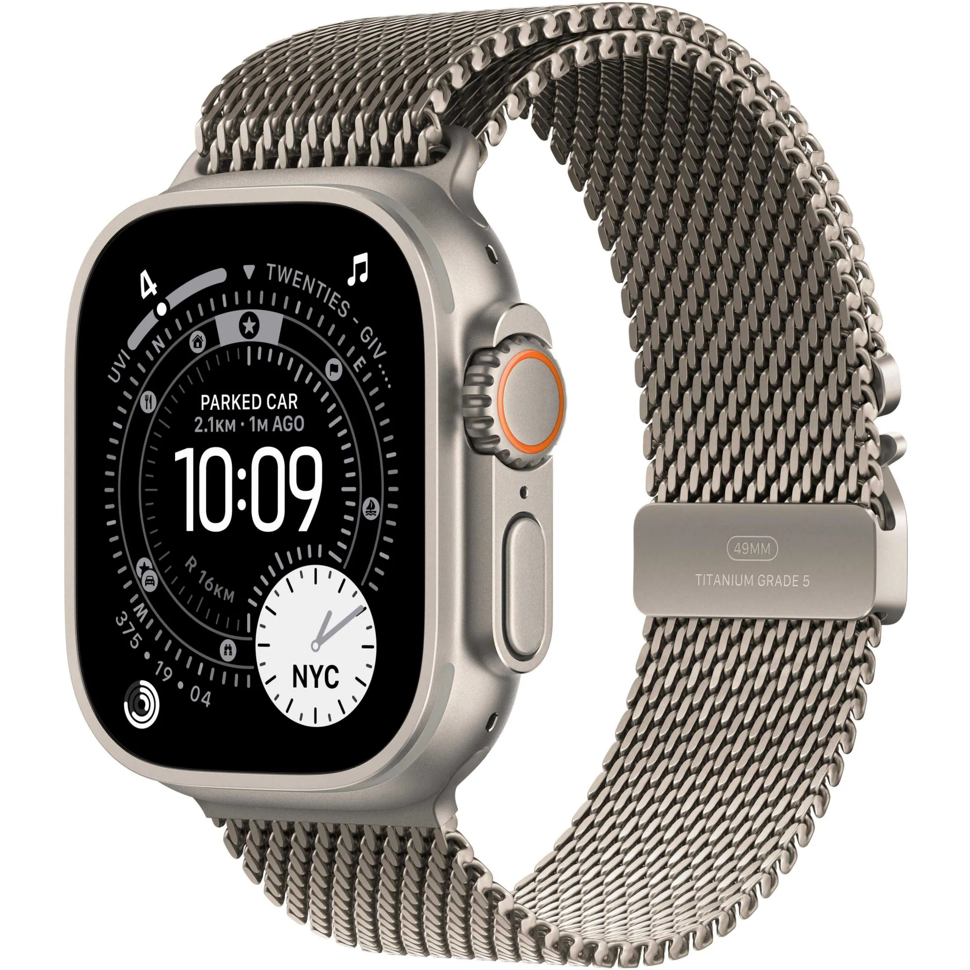 Apple Watch Ultra 3 GPS + Cellular, 49mm Natural Titanium Case with Natural Titanium Milanese Loop - Small