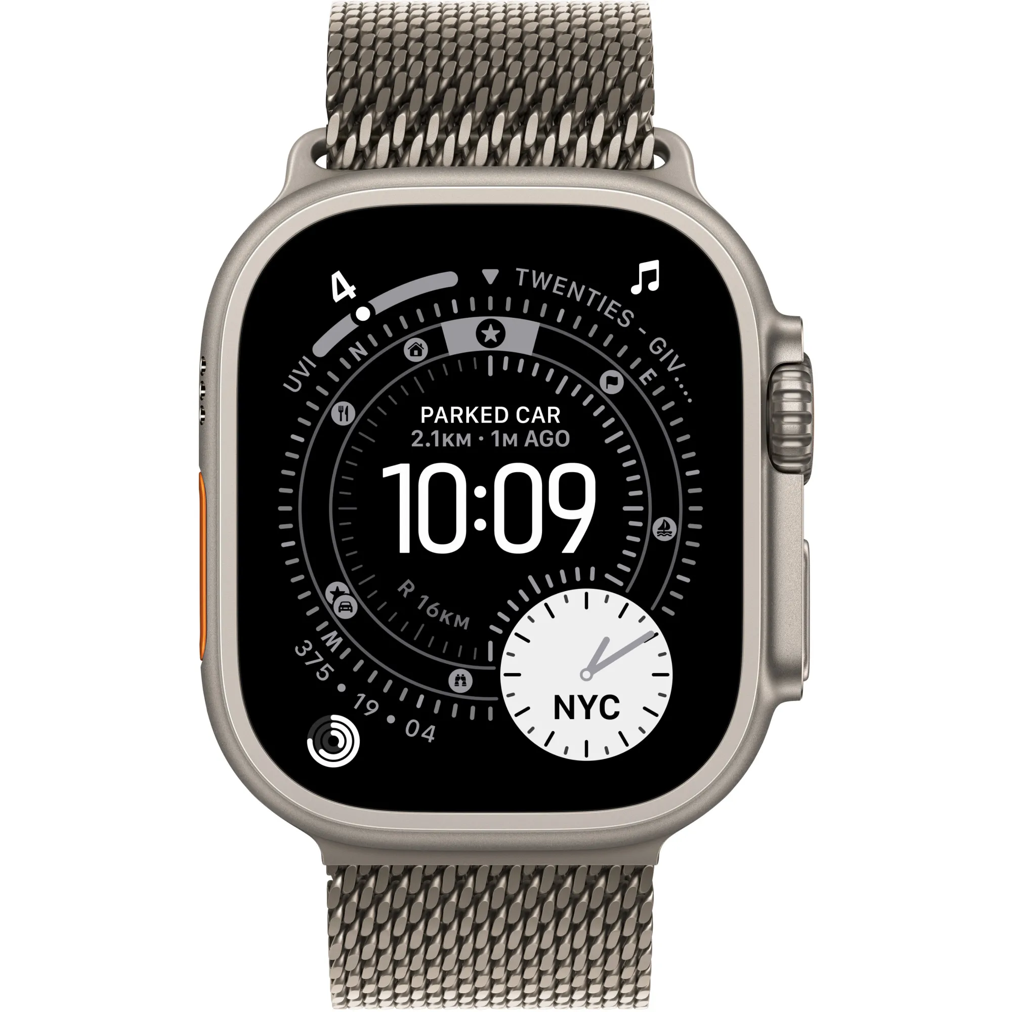 Apple Watch Ultra 3 GPS + Cellular, 49mm Natural Titanium Case with Natural Titanium Milanese Loop - Small