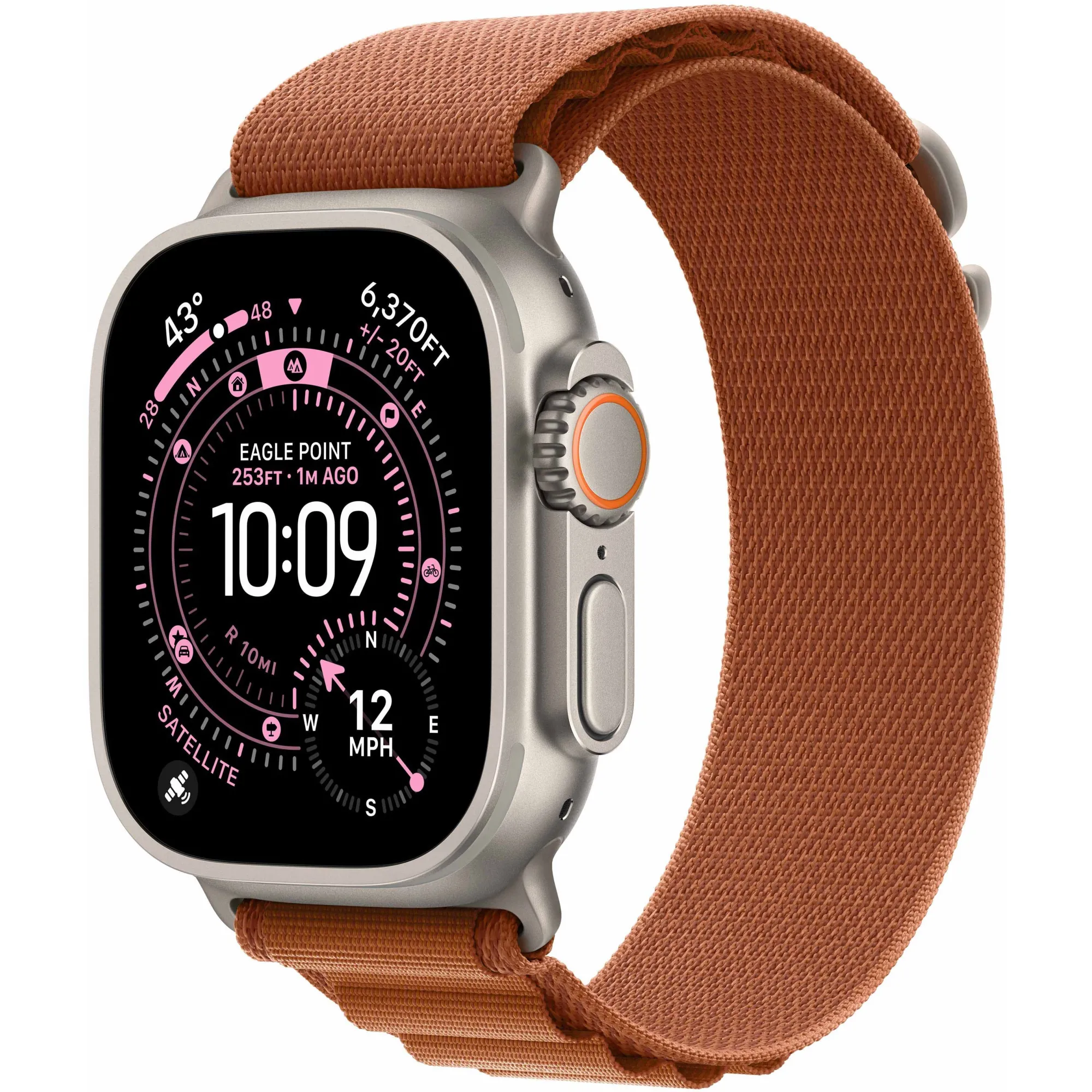Apple Watch Ultra 3 GPS + Cellular, 49mm Natural Titanium Case with Terra Cotta Alpine Loop - Large