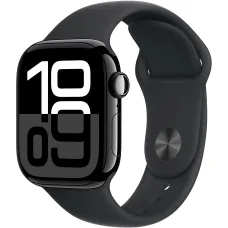 Apple Watch Series 10 GPS 42mm Jet Black Aluminium Case with Black Sport Band - M/L