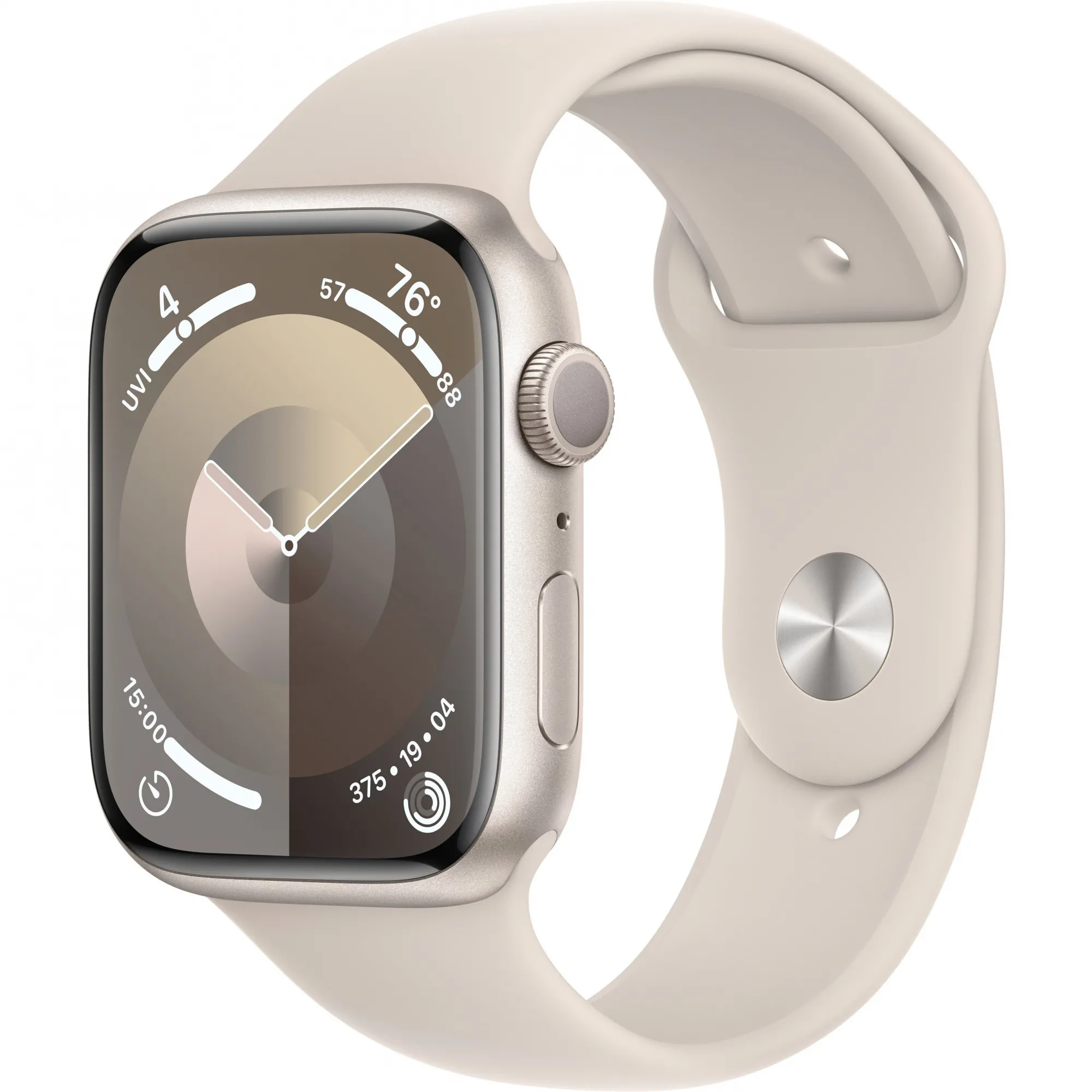 Apple Watch Series 9 45mm GPS Starlight Aluminum Case with Starlight Sport Band (M/L)