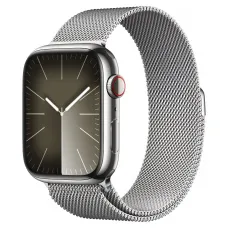 Apple Watch Series 9 GPS + LTE 45mm Silver Stainless Steel Case with Silver Milanese Loop