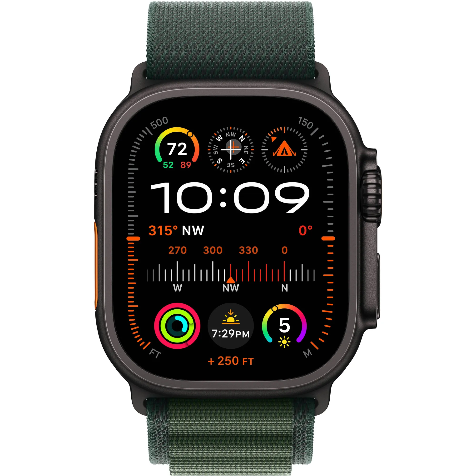 Apple Watch Ultra 2 49mm Black Titanium Case with Dark Green Alpine Loop (Medium) 2024