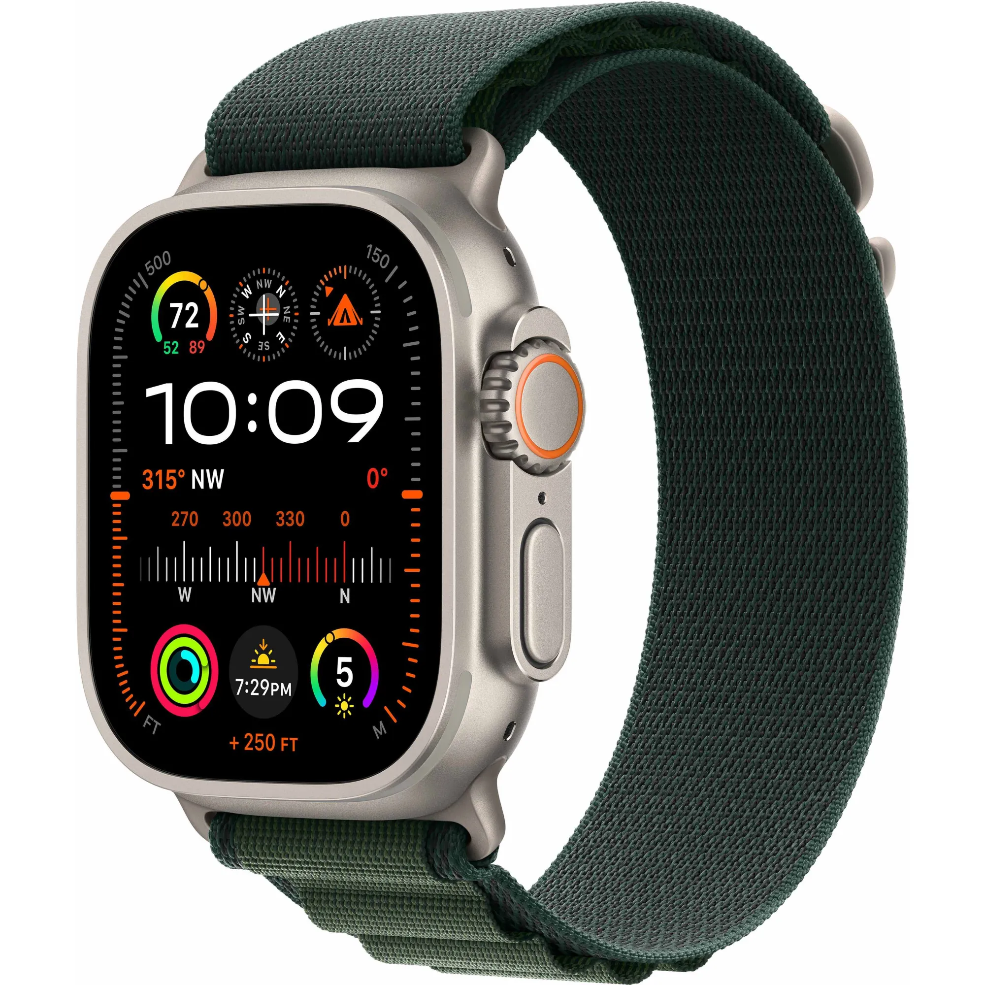 Apple Watch Ultra 2 49mm Natural Titanium Case with Dark Green Alpine Loop (Small) 2024