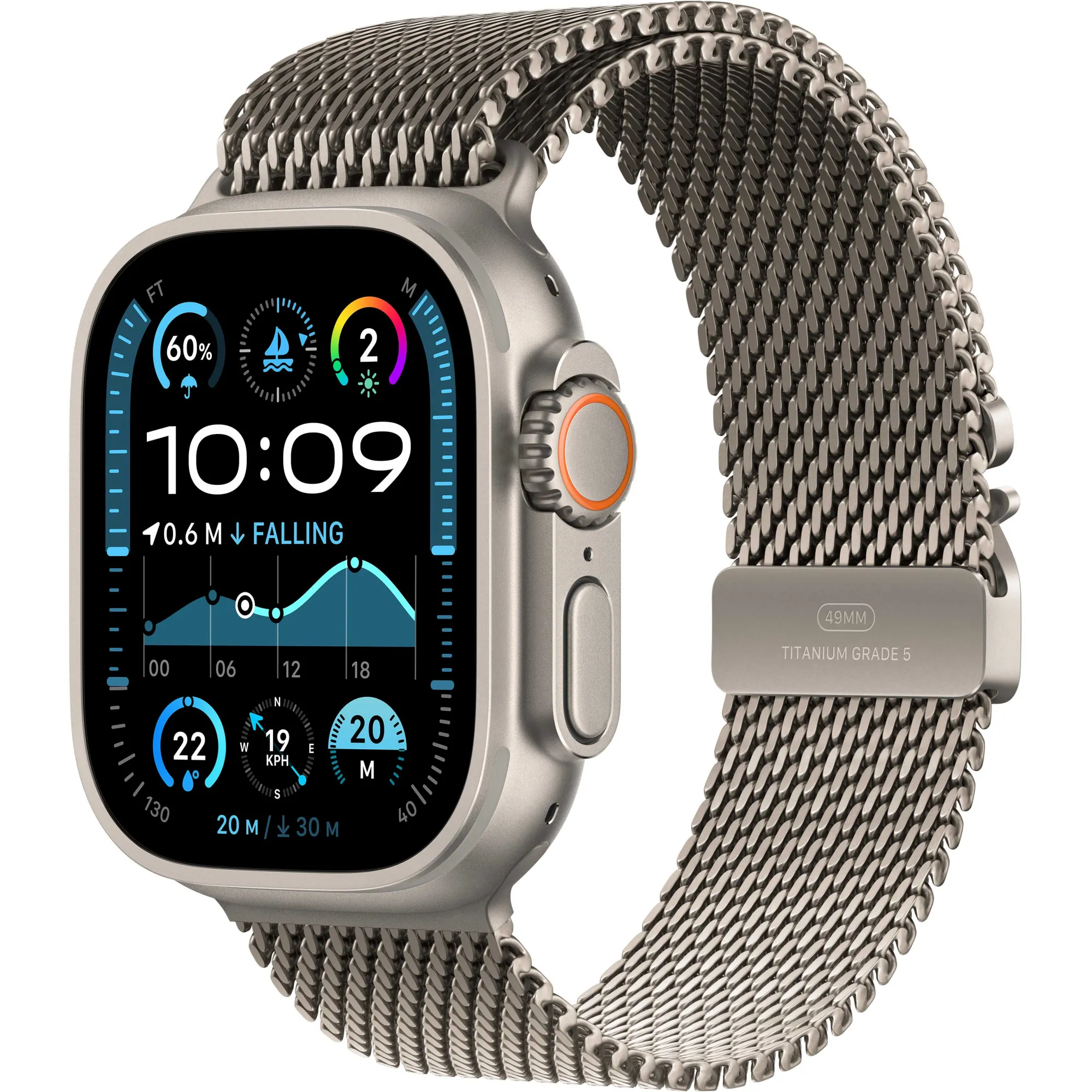 Apple Watch Ultra 2 49mm Natural Titanium Case with Natural Titanium Milanese Loop (Large) 2024
