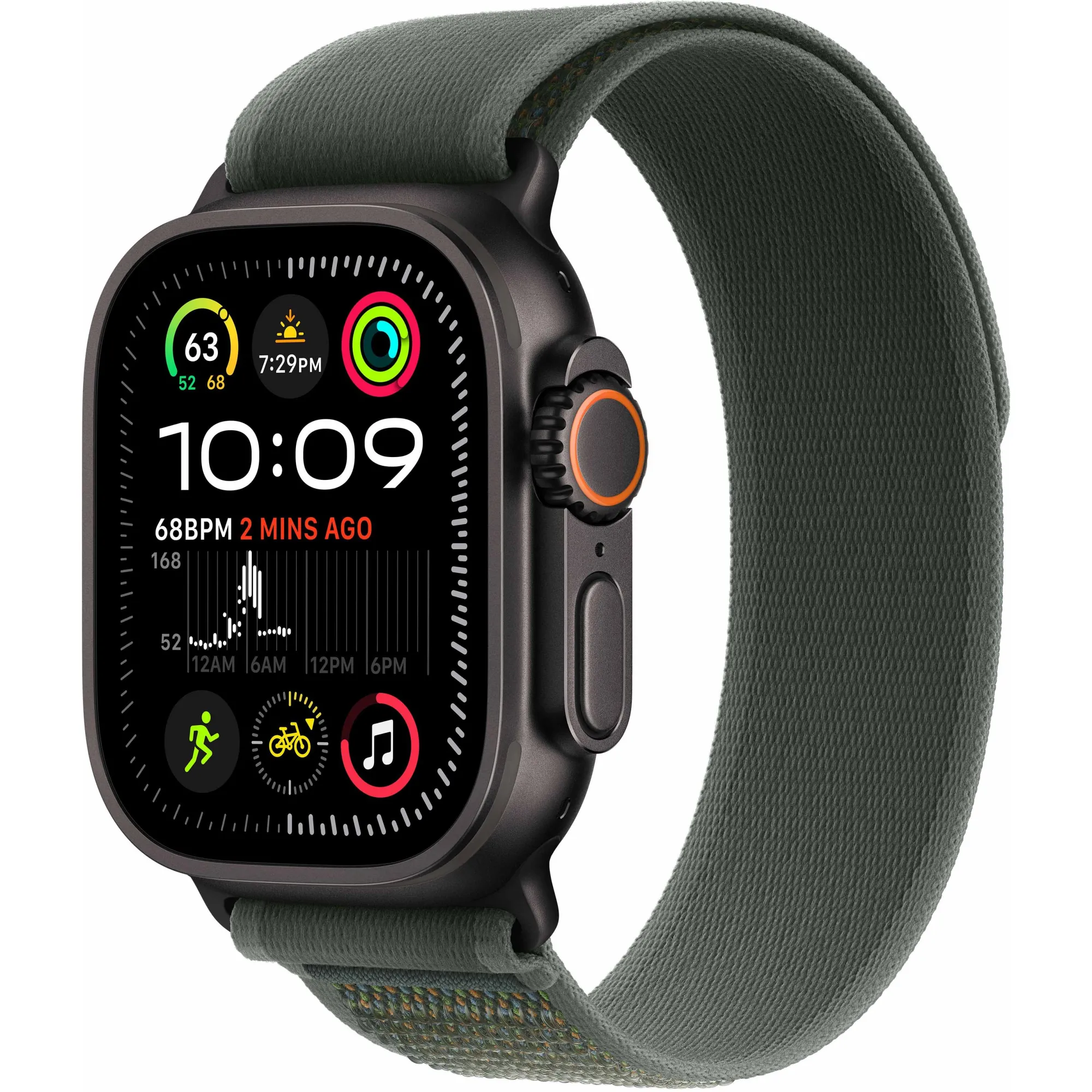Apple Watch Ultra 2 49mm Black Titanium Case with Green Trail Loop M/L 2024