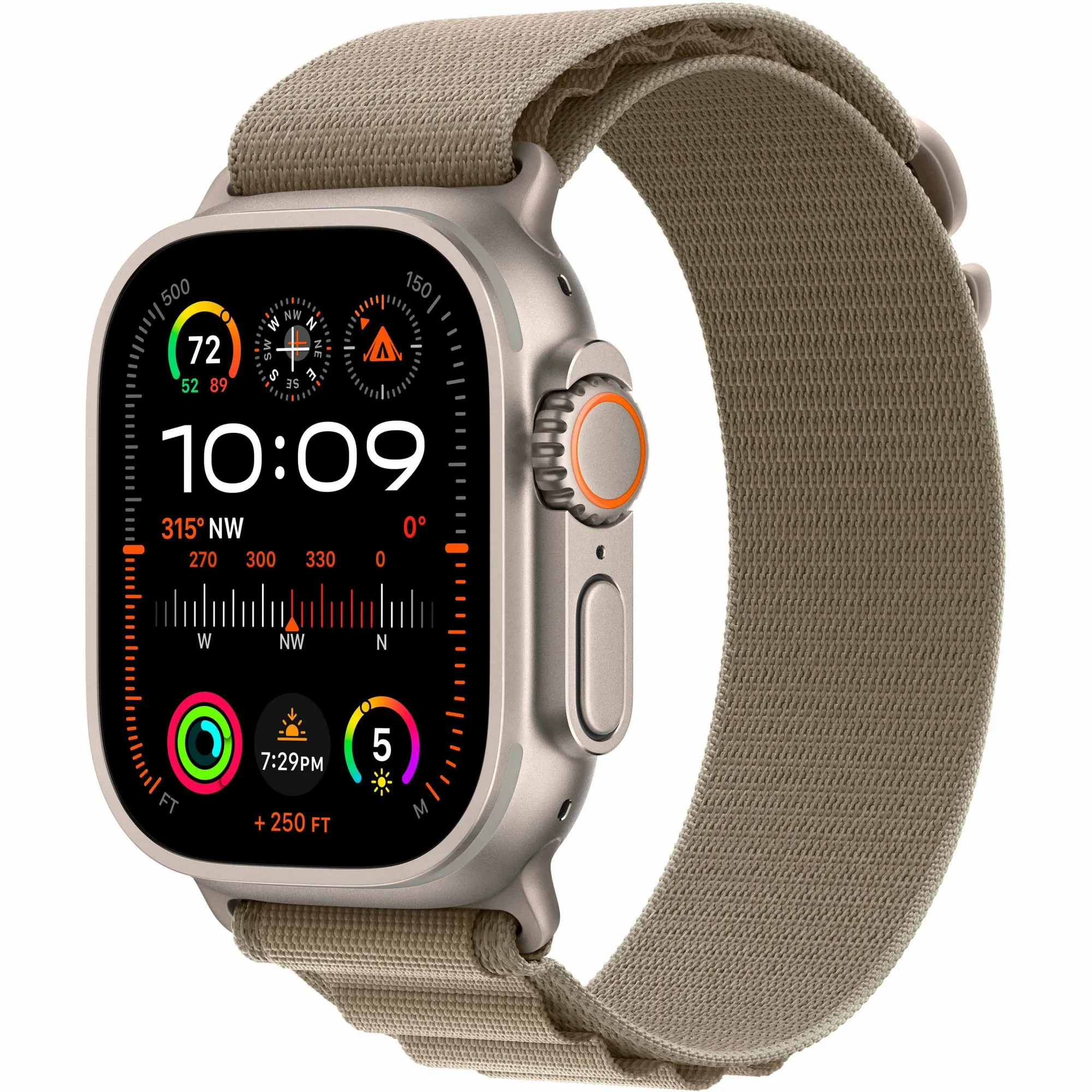 Apple Watch Ultra 2 49mm Titanium Case with Olive Alpine Loop (Small)