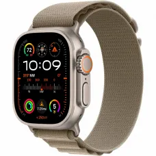 Apple Watch Ultra 2 49mm Titanium Case with Olive Alpine Loop (Small)
