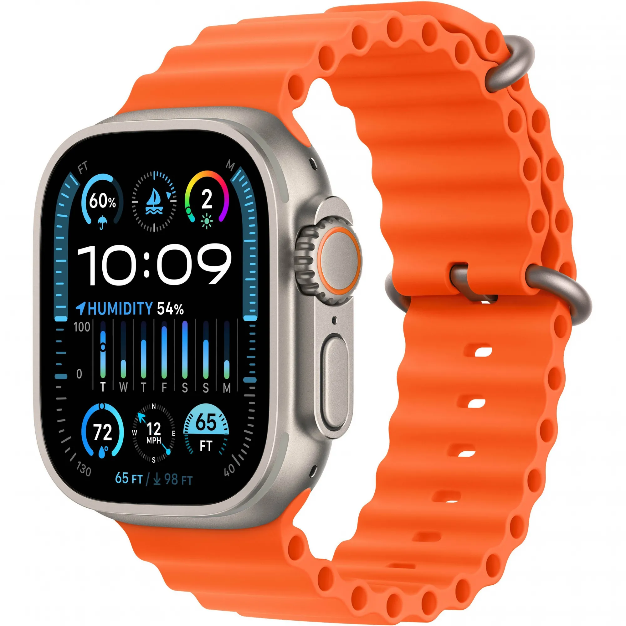 Apple Watch Ultra 2 49mm Titanium Case with Orange Ocean Band