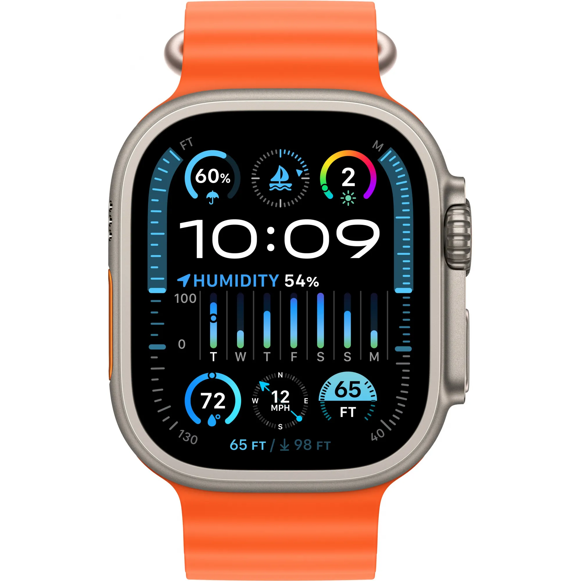Apple Watch Ultra 2 49mm Titanium Case with Orange Ocean Band