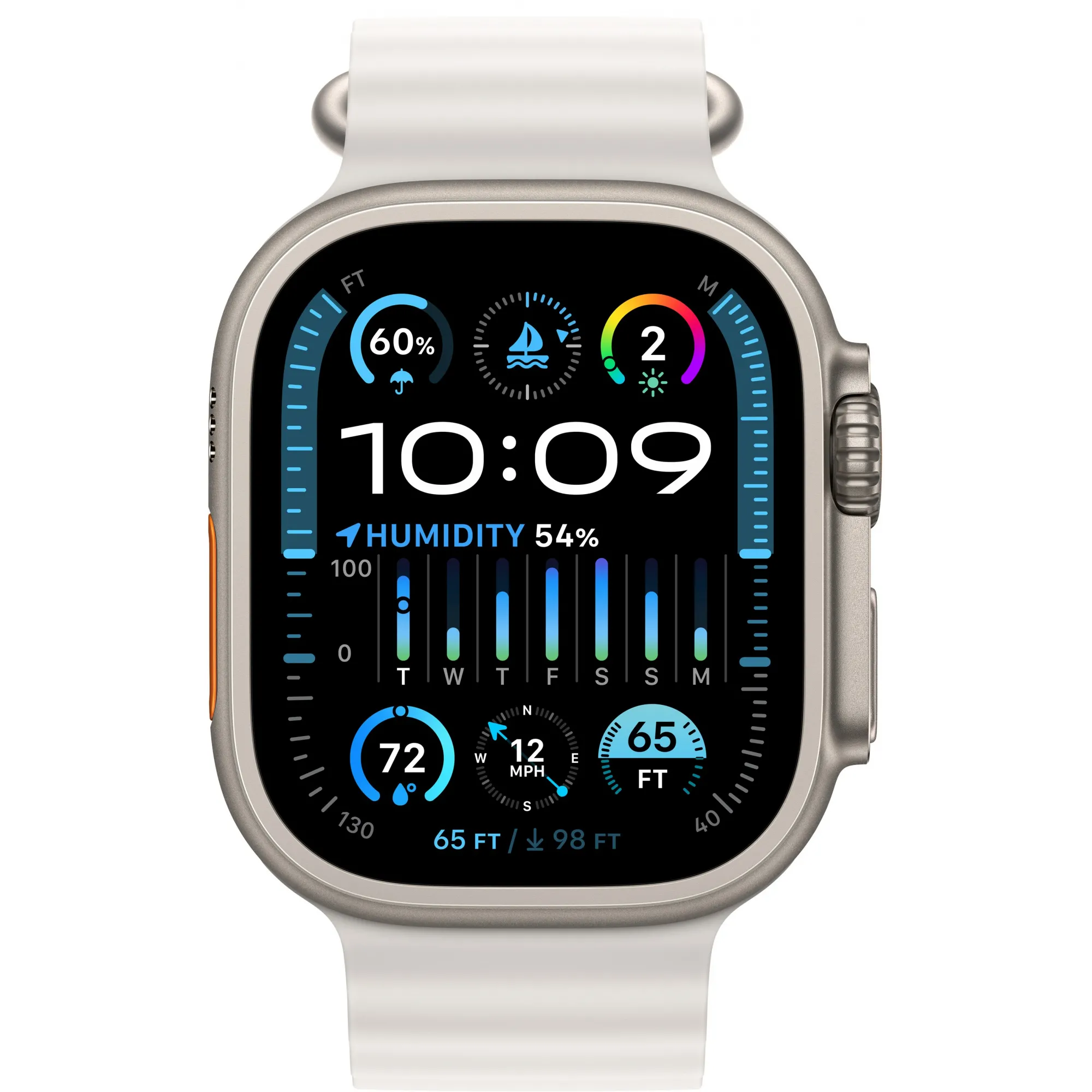 Apple Watch Ultra 2 49mm Titanium Case with White Ocean Band